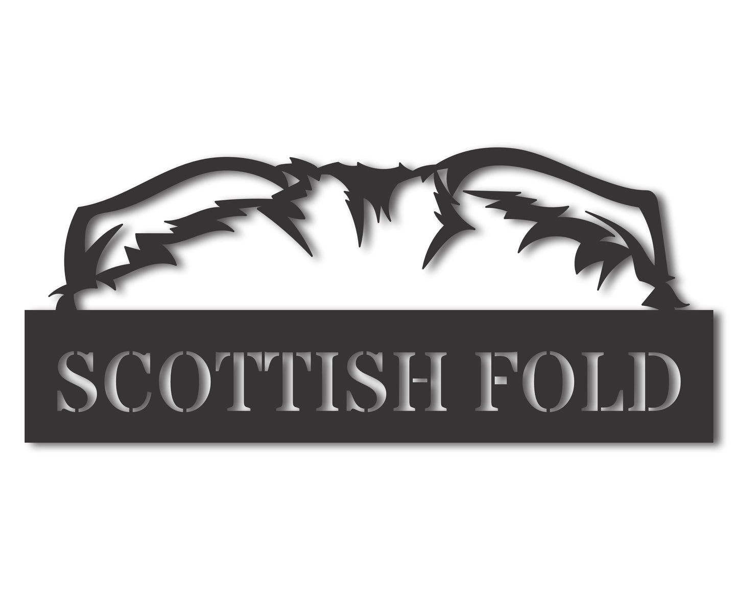 Custom Metal Scottish Fold Cat Wall Art - Metal Cat Breed Sign - 20+ Color Options - Up to 46"