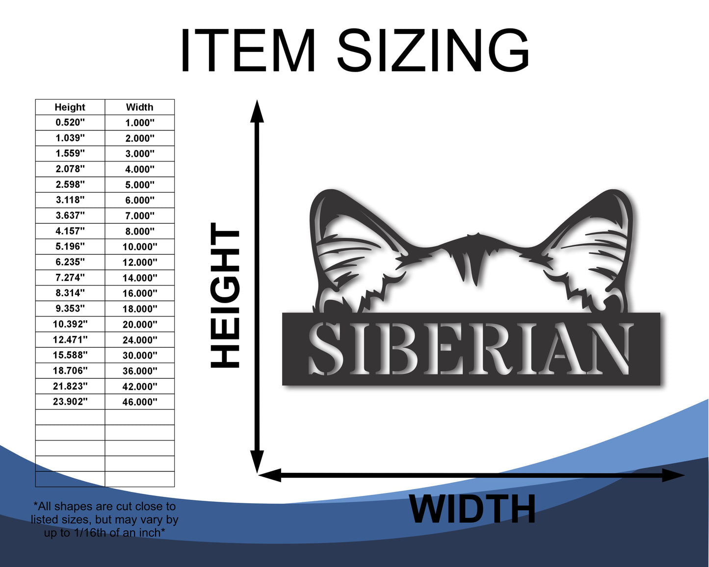 Custom Metal Siberian Cat Wall Art - Metal Cat Breed Sign - 20+ Color Options - Up to 46"