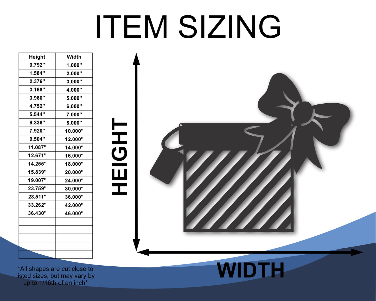 Custom Metal Christmas Present Wall Art | Indoor Outdoor | Up to 46" | 20+ Color Options