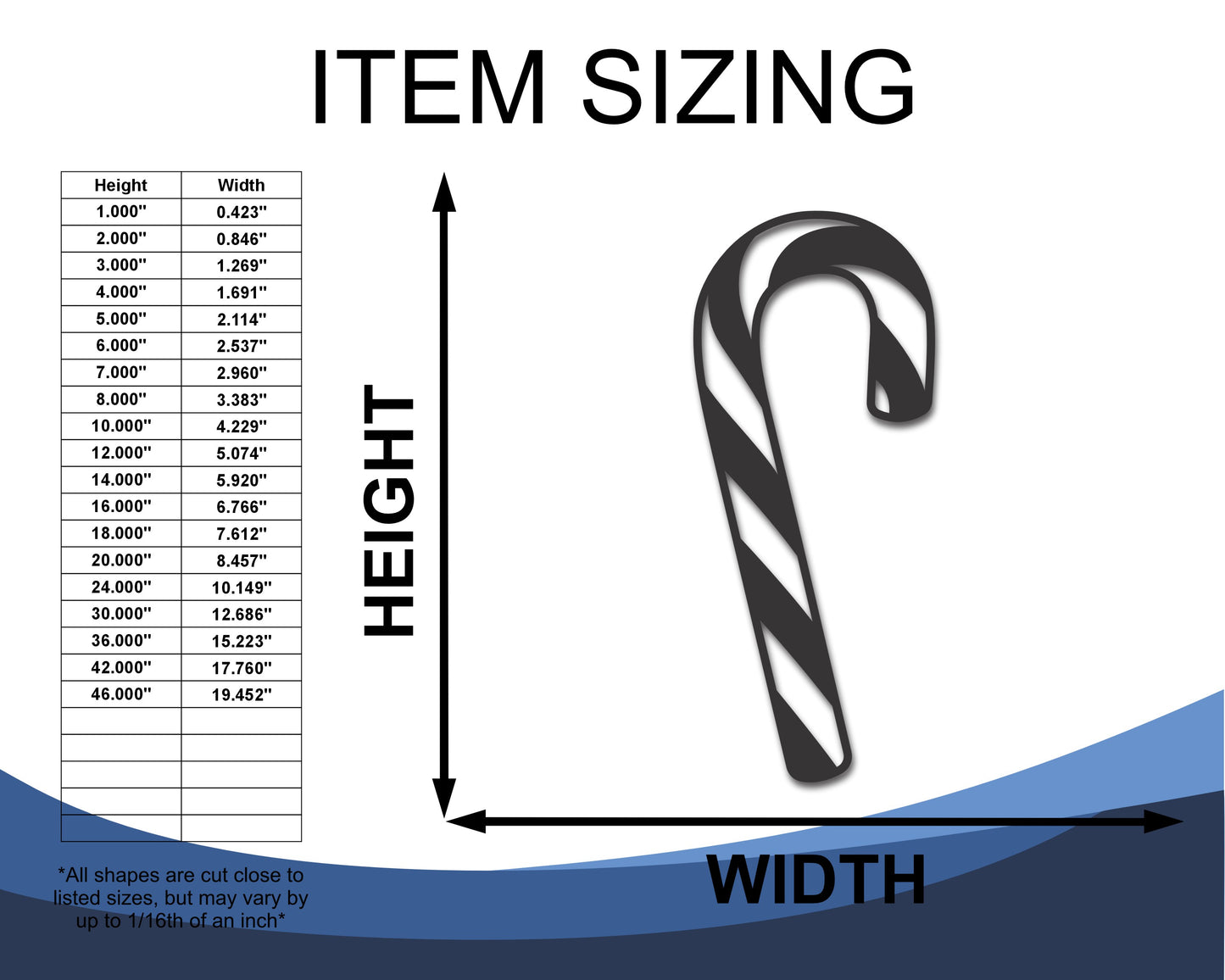 Custom Metal Candy Cane Wall Art | Indoor Outdoor | Up to 46" | 20+ Color Options