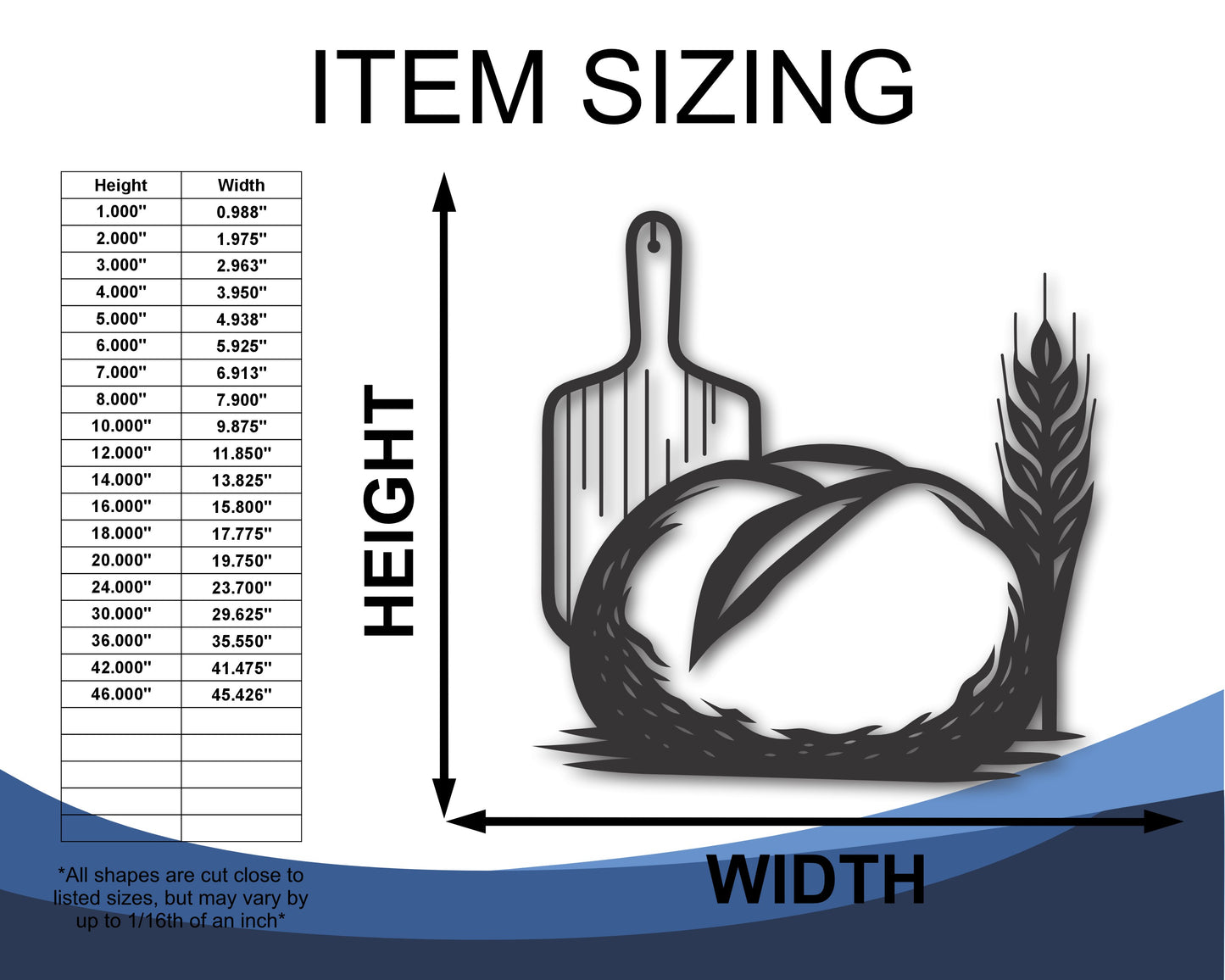 Custom Metal Sourdough Bread Wall Art | Indoor Outdoor | Up to 46" | 20+ Color Options