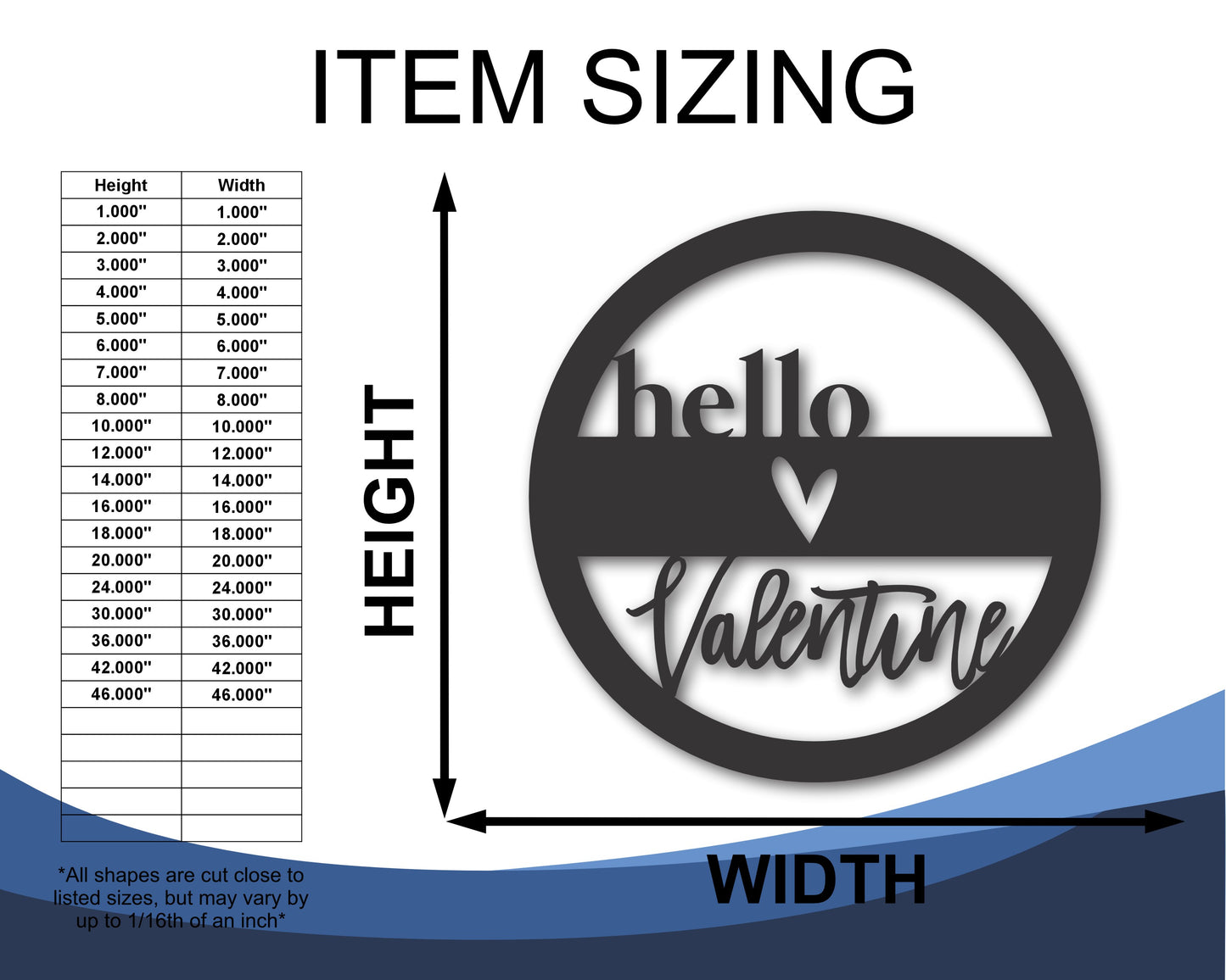 Custom Metal Hello Valentine Wall Art | Indoor Outdoor | Up to 46" | 20+ Color Options