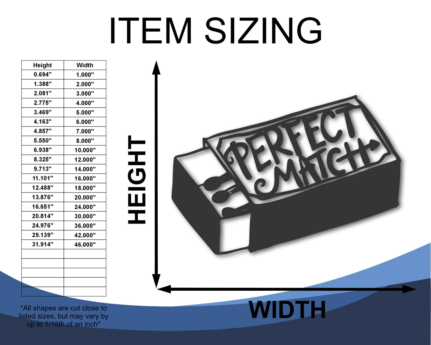 Custom Metal Perfect Match Wall Art | Indoor Outdoor | Up to 46" | 20+ Color Options