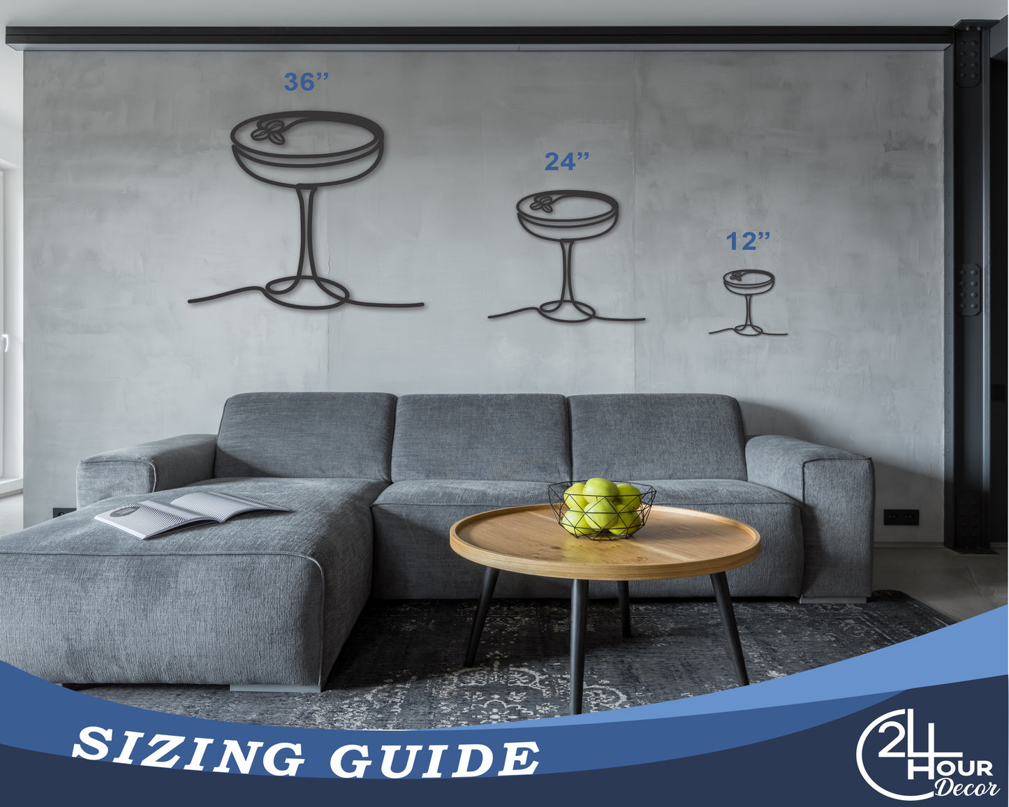 Custom Metal Minimal Espresso Martini Wall Art | Indoor Outdoor | Up to 46" | 20+ Color Options