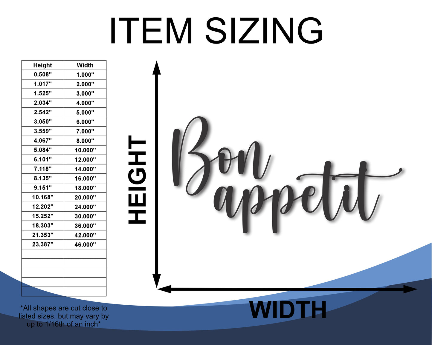 Custom Metal 2pc Bon Appetit Script Wall Art | Indoor Outdoor | Up to 46" | 20+ Color Options
