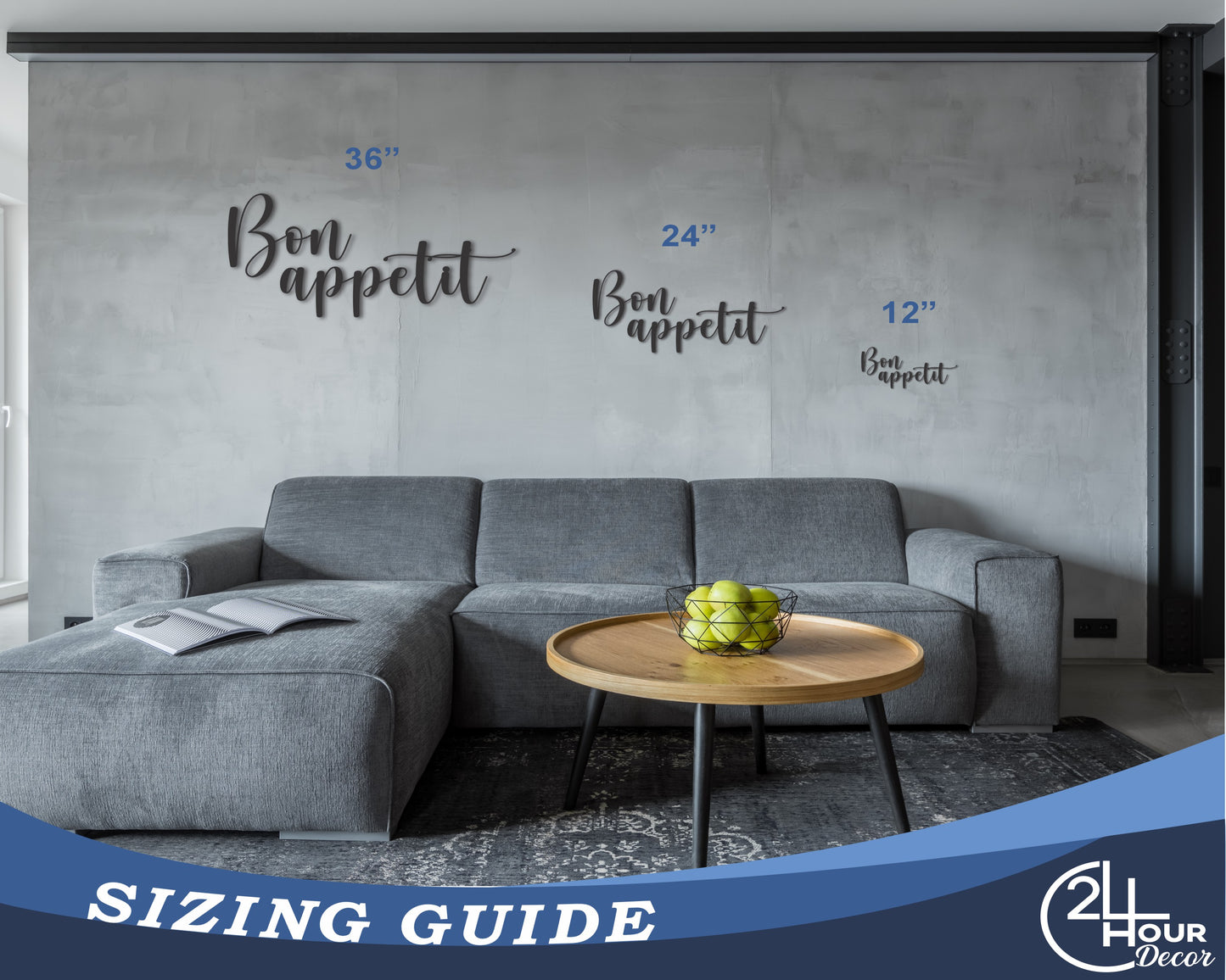 Custom Metal 2pc Bon Appetit Script Wall Art | Indoor Outdoor | Up to 46" | 20+ Color Options