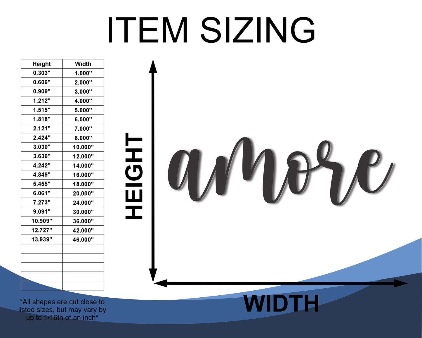 Custom Metal Amore Script Wall Art | Indoor Outdoor | Up to 46" | 20+ Color Options