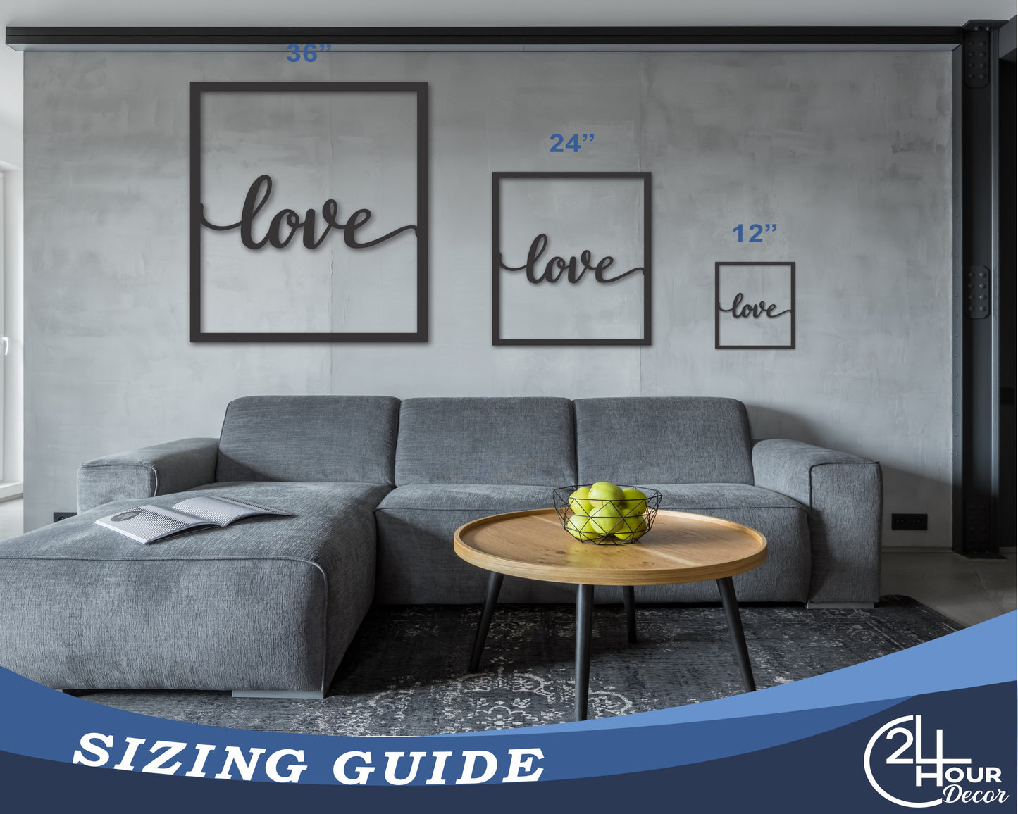 Custom Metal Love Frame Wall Art | Indoor Outdoor | Up to 46" | 20+ Color Options