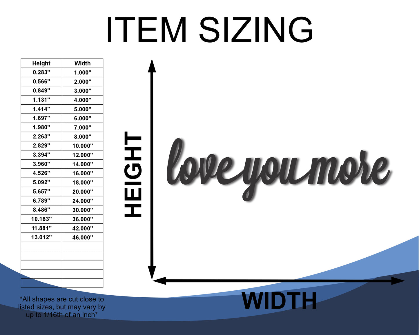 Custom Metal Love You More Script Wall Art | Indoor Outdoor | Up to 46" | 20+ Color Options