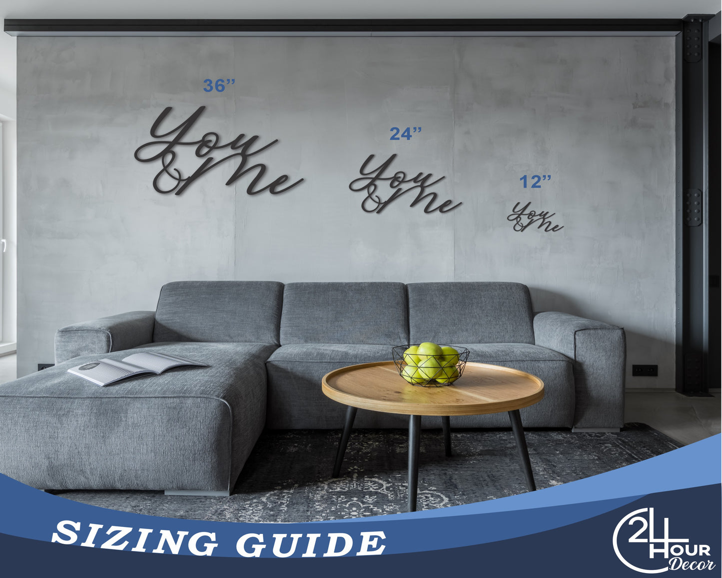 Custom Metal You & Me Script Wall Art | Indoor Outdoor | Up to 46" | 20+ Color Options