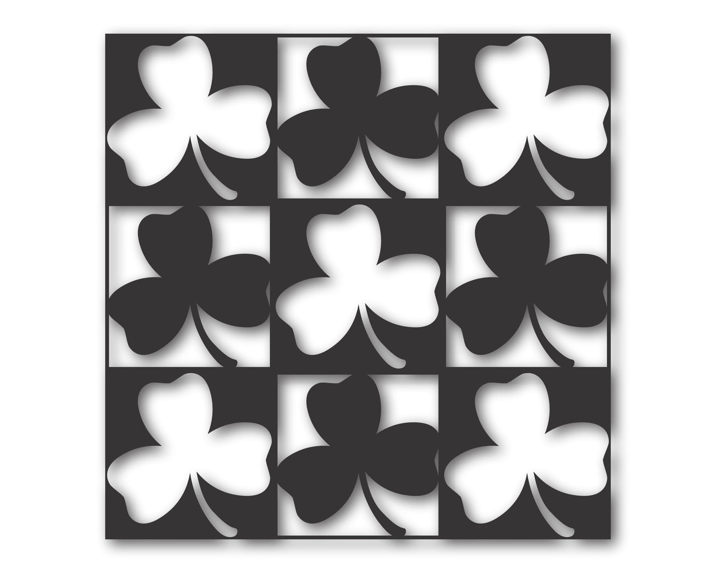 Custom Metal Checkered Shamrocks Wall Art | Indoor Outdoor | Up to 46" | 20+ Color Options