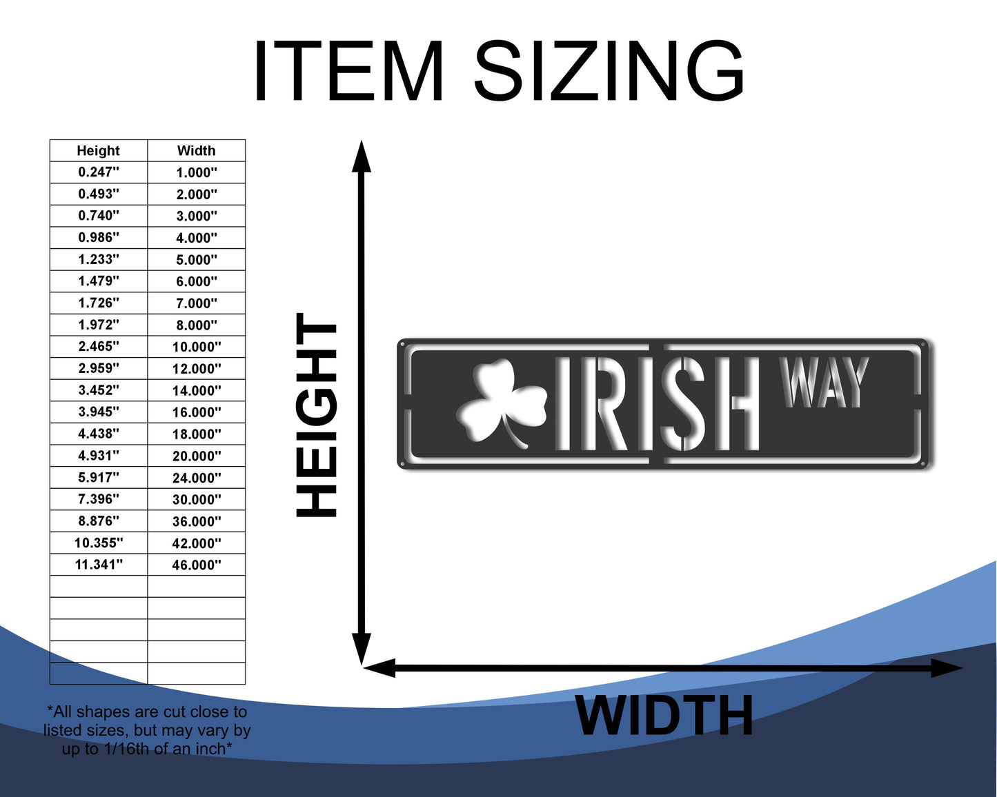 Custom Metal Irish Way Wall Art | Indoor Outdoor | Up to 46" | 20+ Color Options