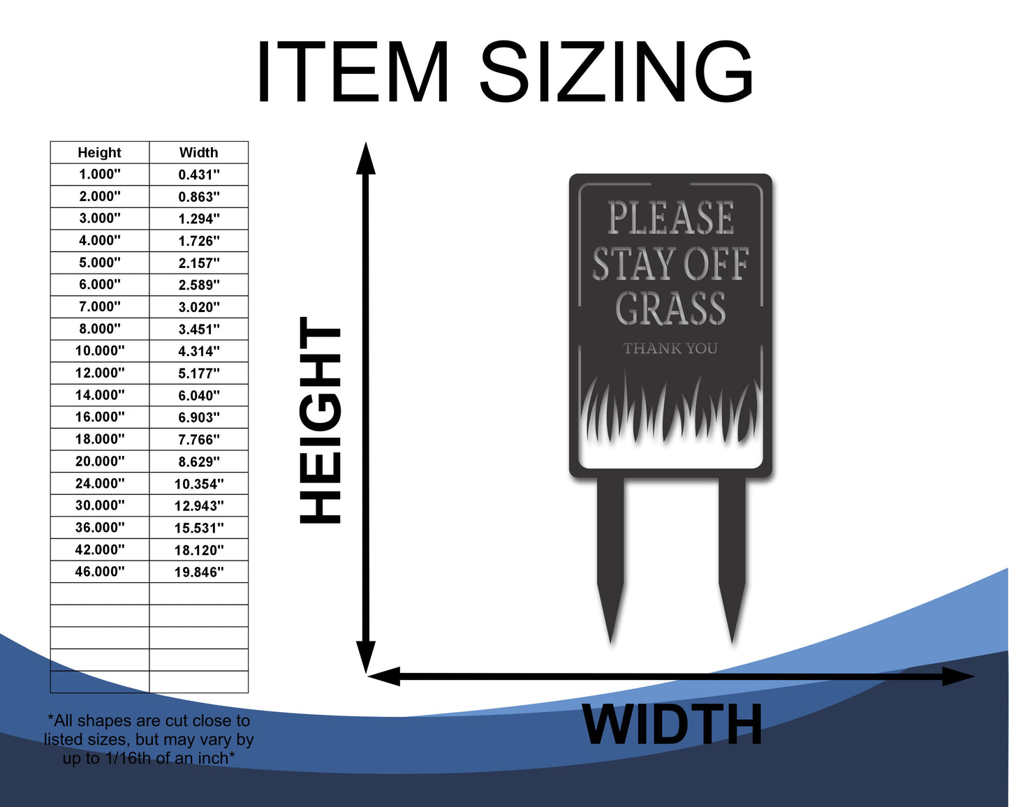 Custom Metal Stay Off Grass Yard Stake | Outdoor | Up to 46" | 20+ Color Options