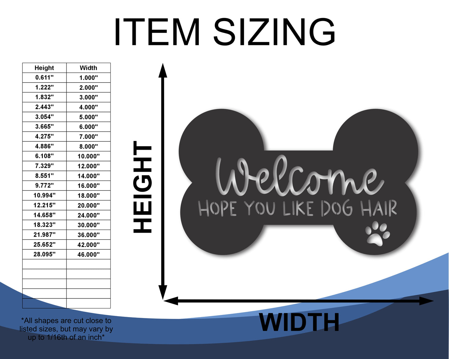 Custom Metal Hope You Like Dog Hair Sign | Indoor Outdoor | Up to 46" | 20+ Color Options