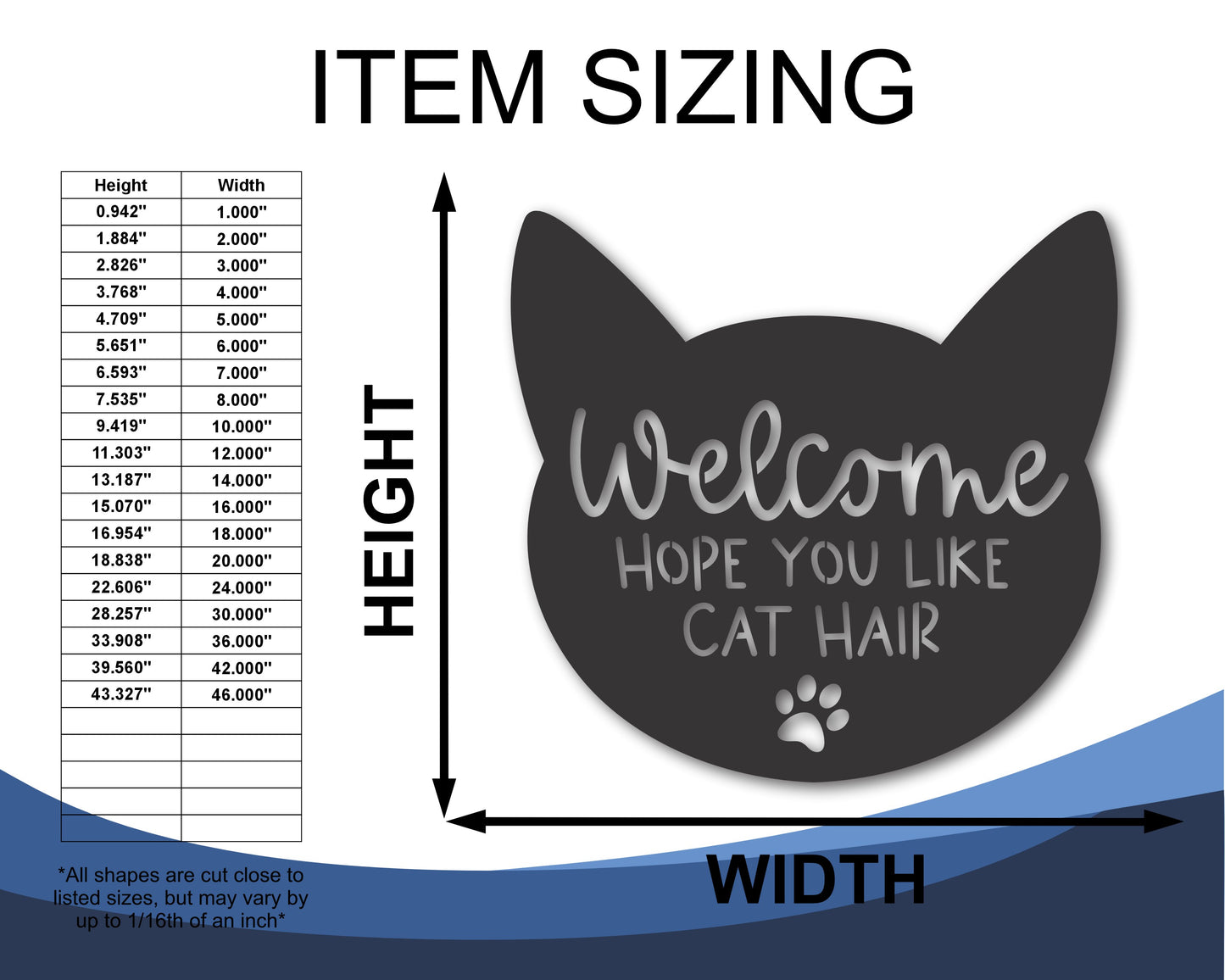 Custom Metal Hope You Like Cat Hair Sign | Indoor Outdoor | Up to 46" | 20+ Color Options
