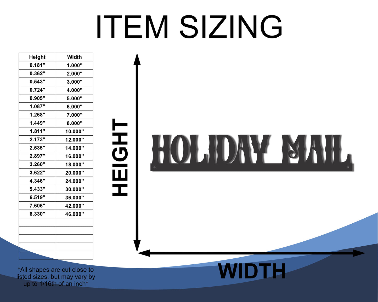 Custom Metal Holiday Mail Wall Art | Outdoor | Up to 46" | 20+ Color Options