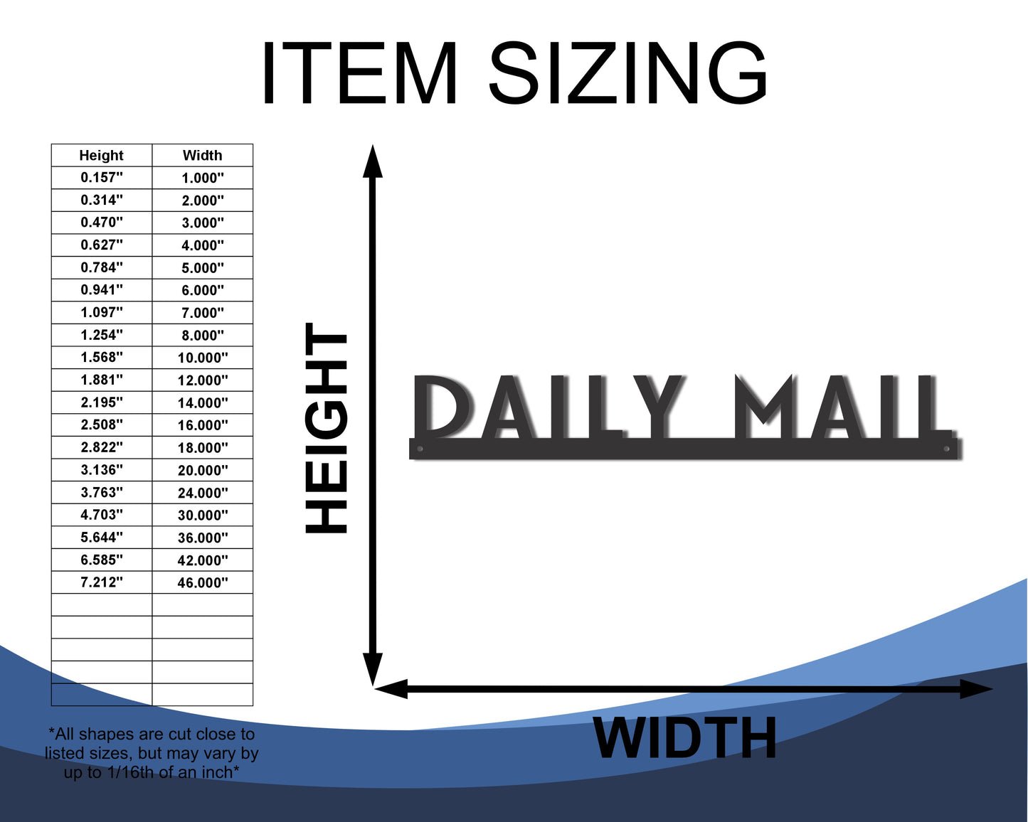 Custom Metal Daily Mail Wall Art | Outdoor | Up to 46" | 20+ Color Options