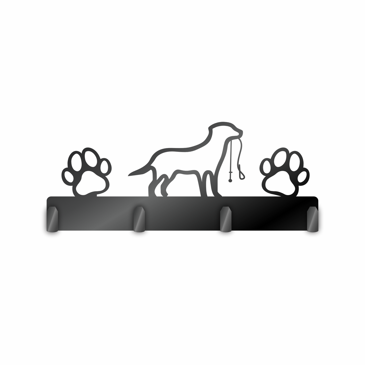 Custom Metal Dog Leash Sign with Hooks | 4 Size Options | Up to 30" | 20+ Color Options