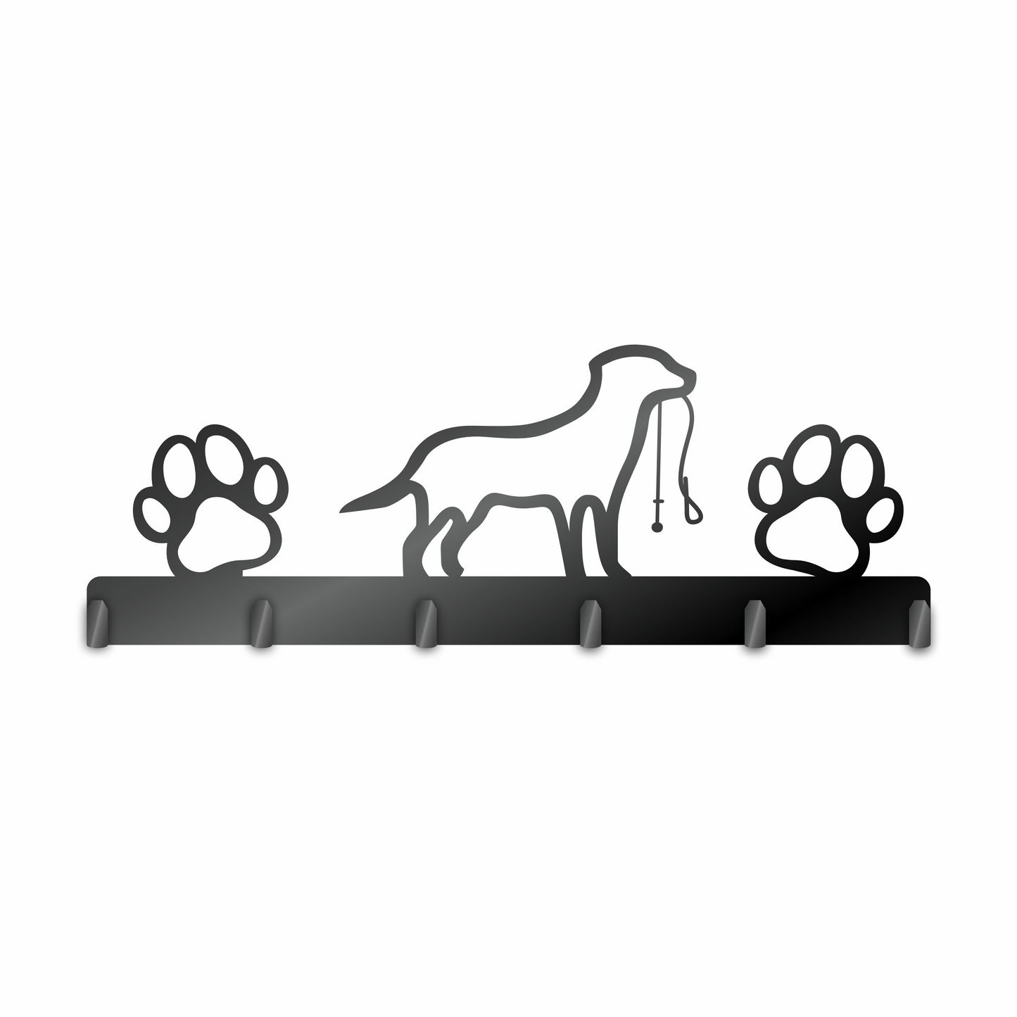 Custom Metal Dog Leash Sign with Hooks | 4 Size Options | Up to 30" | 20+ Color Options
