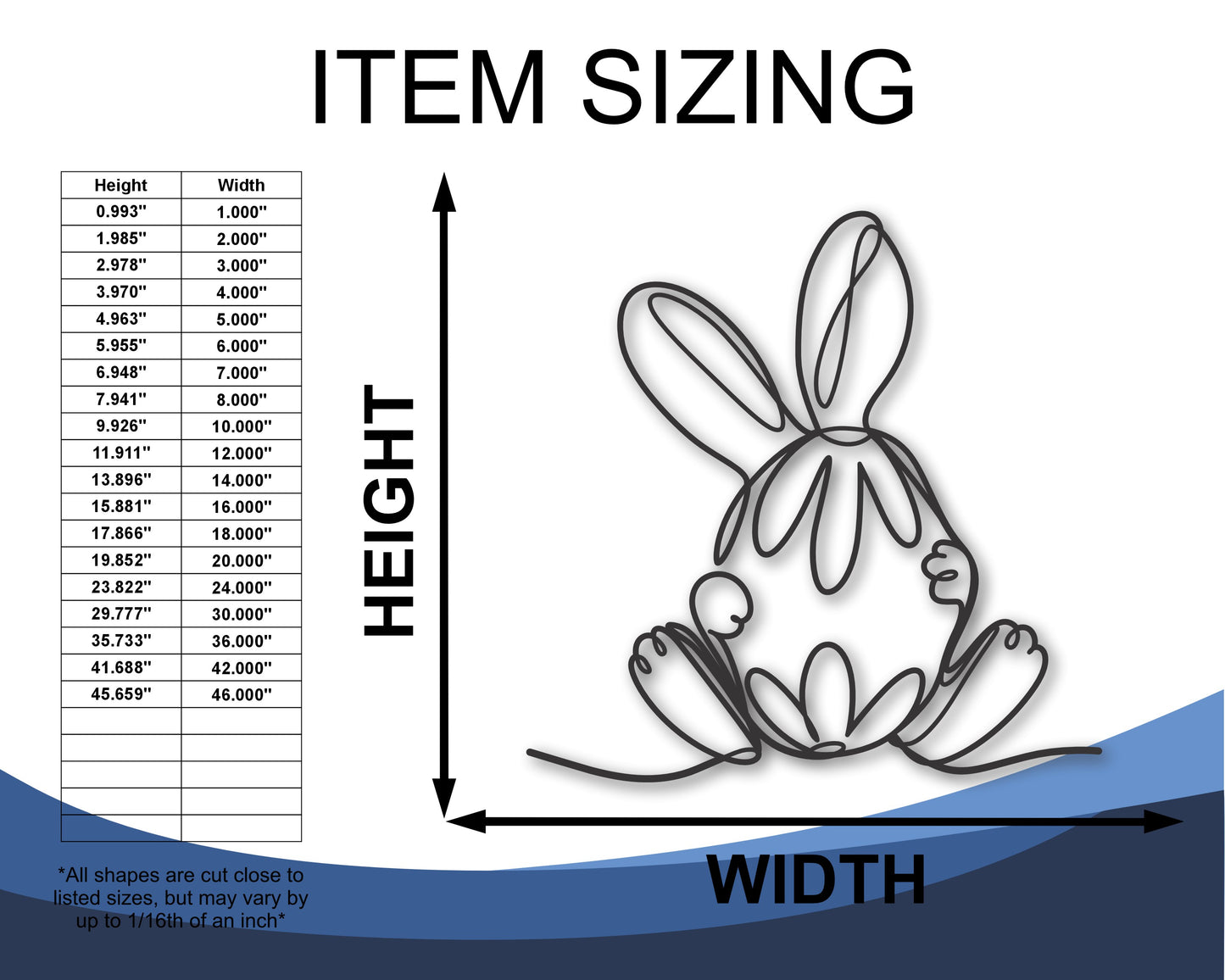Custom Metal Minimal Easter Bunny Wall Art | Indoor Outdoor | Up to 46" | 20+ Color Options