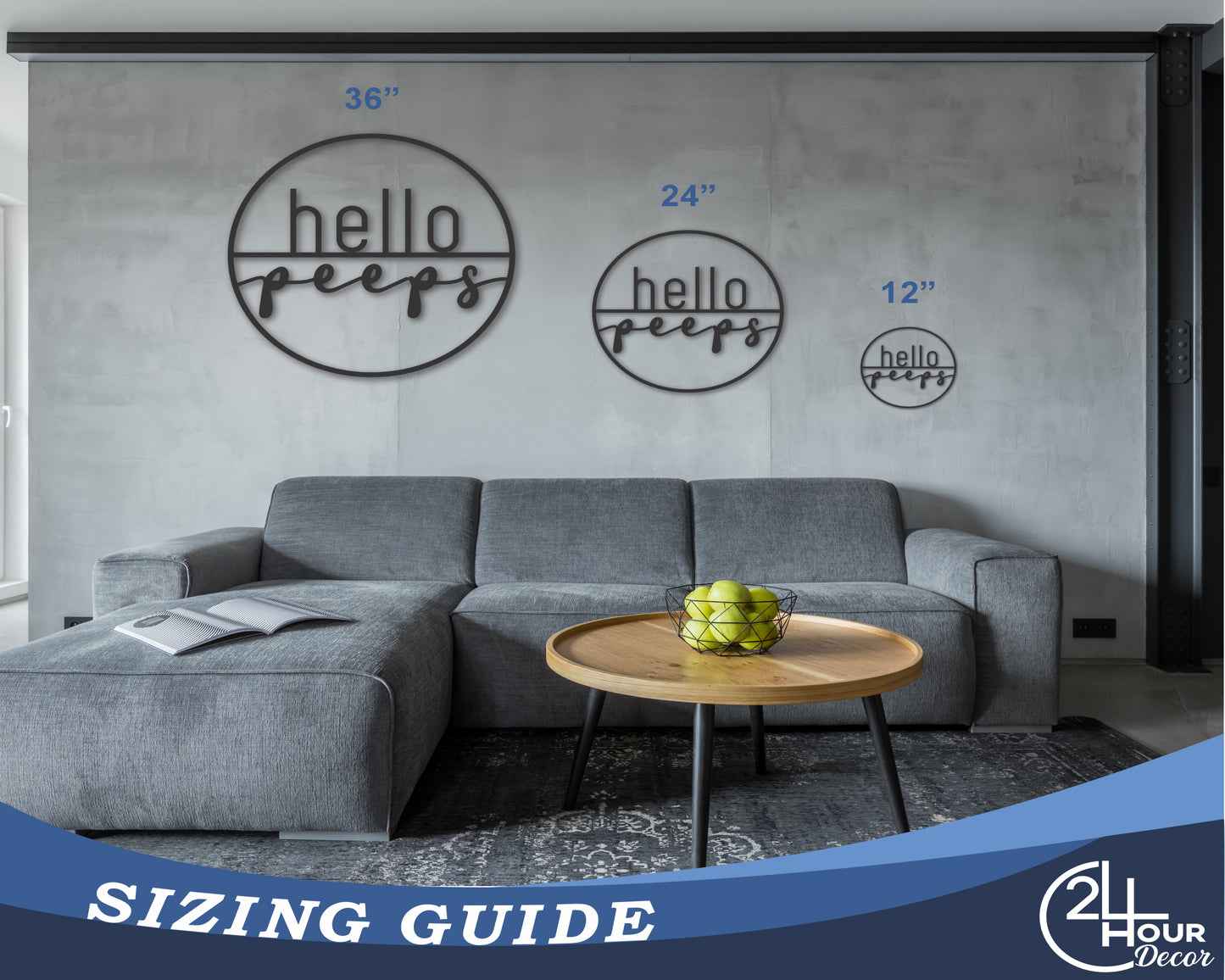 Custom Metal Hello Peeps Wall Art | Indoor Outdoor | Up to 46" | 20+ Color Options