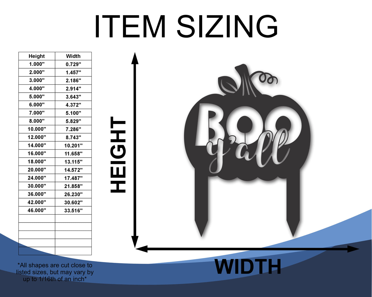 Custom Metal Boo Y'all Yard Stake Sign | Indoor Outdoor | Up to 46" | 20+ Color Options