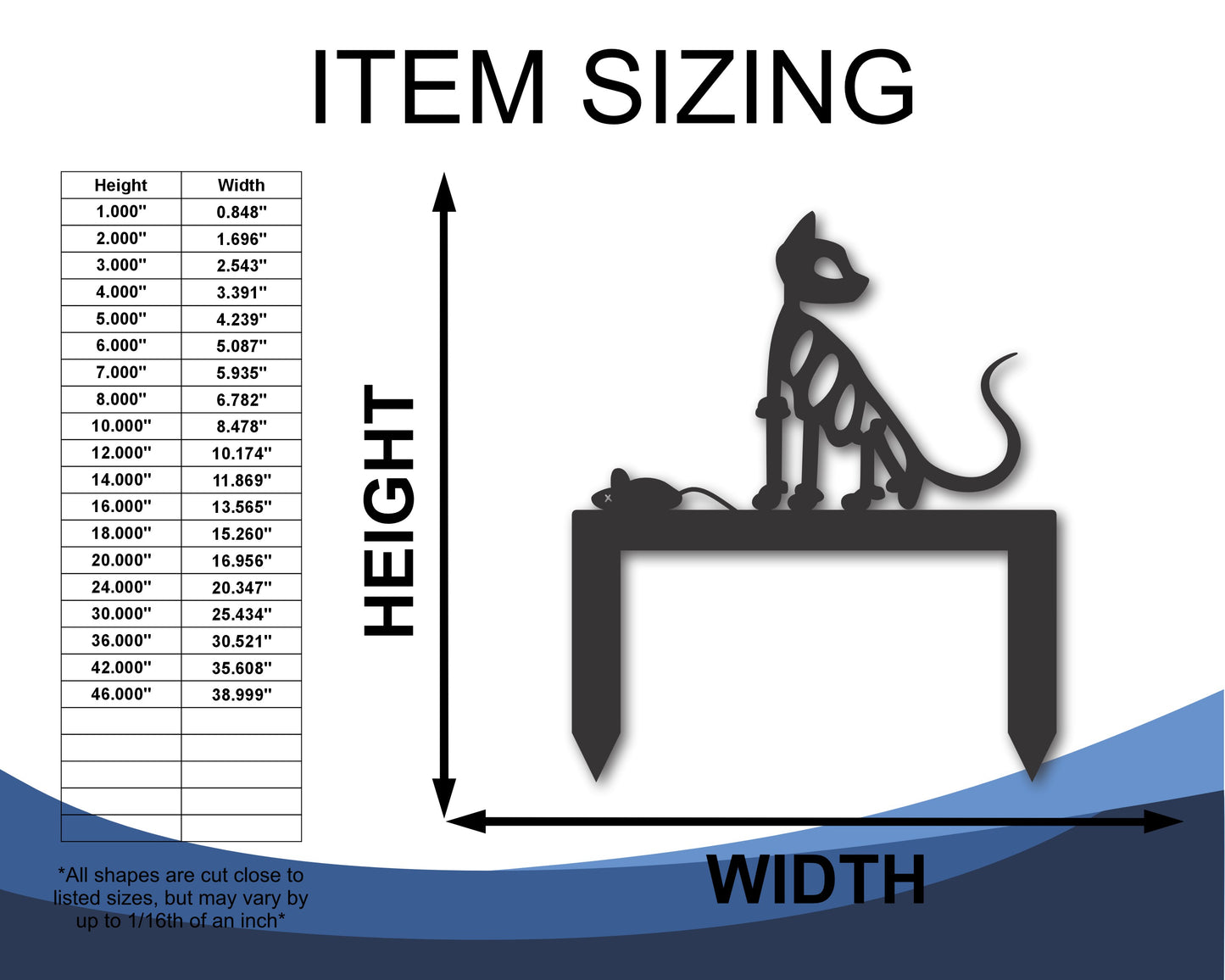 Custom Metal Skeleton Cat and Mouse Yard Stake Sign | Indoor Outdoor | Up to 46" | 20+ Color Options