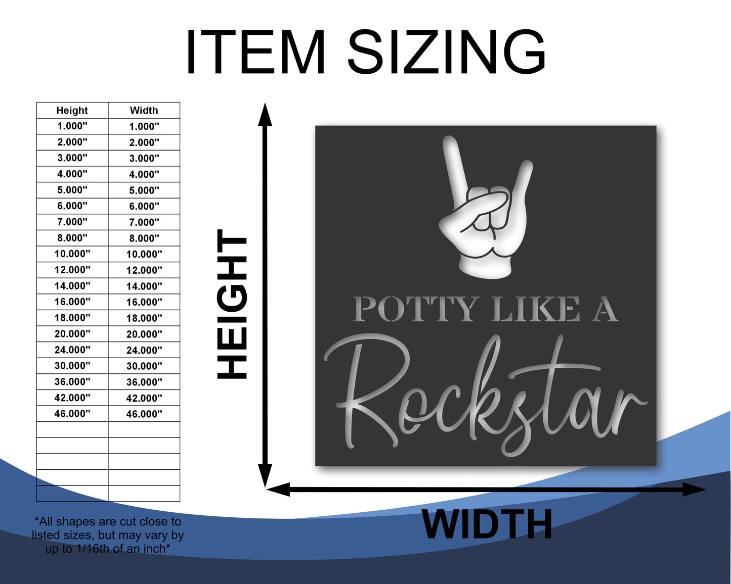 Custom Metal Potty like a Rockstar Wall Art | Indoor Outdoor | Up to 46" | 20+ Color Options