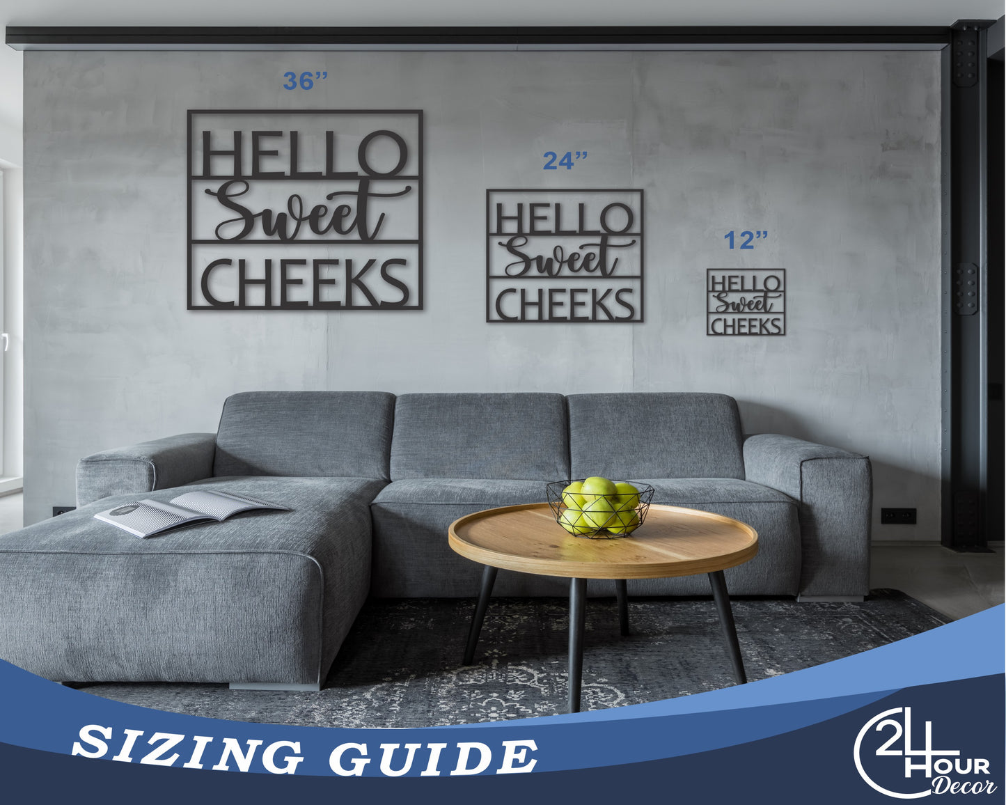 Custom Metal Hello Sweet Cheeks Wall Art | Indoor Outdoor | Up to 46" | 20+ Color Options