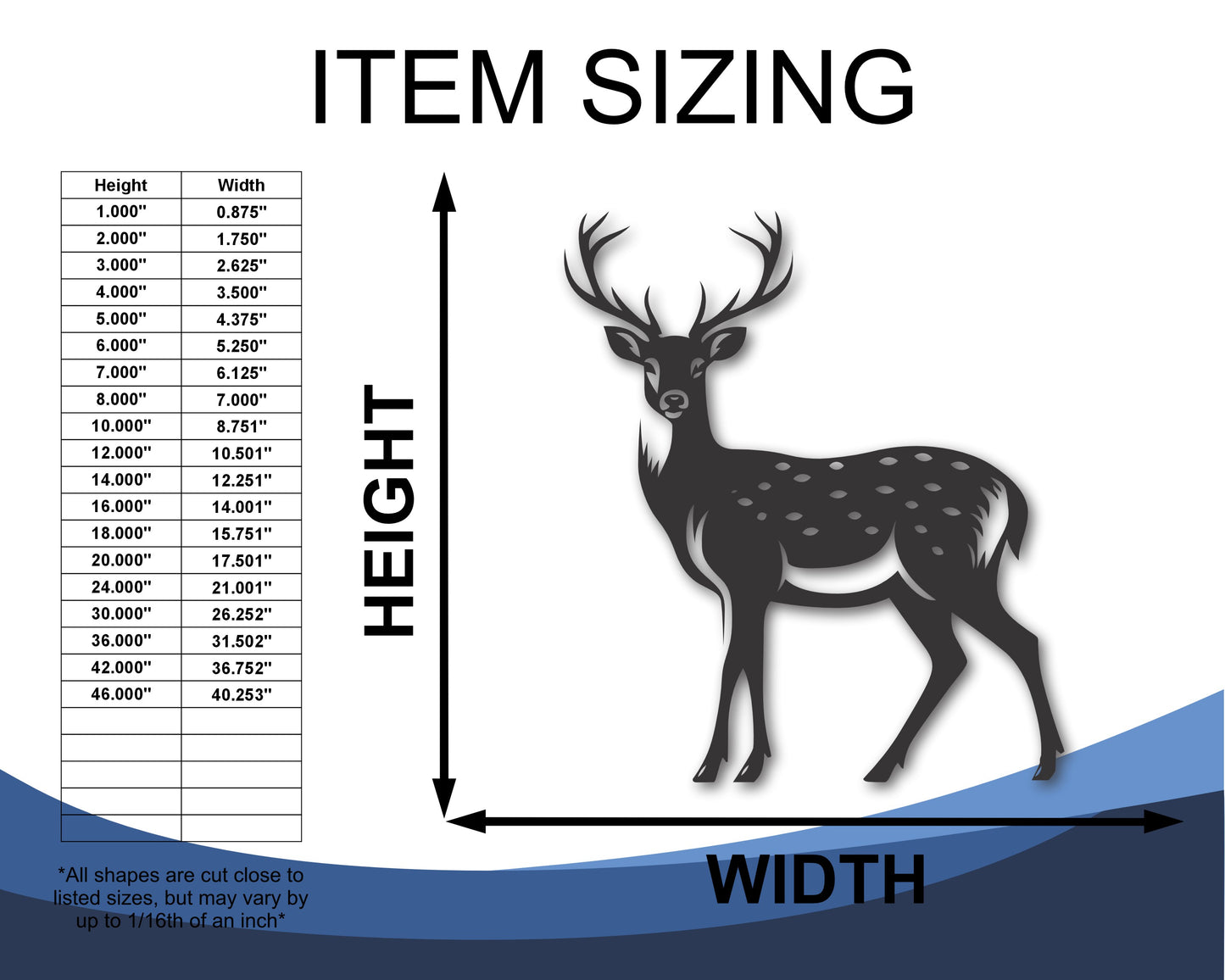 Custom Metal Deer Wall Art | Indoor Outdoor | Up to 46" | 20+ Color Options