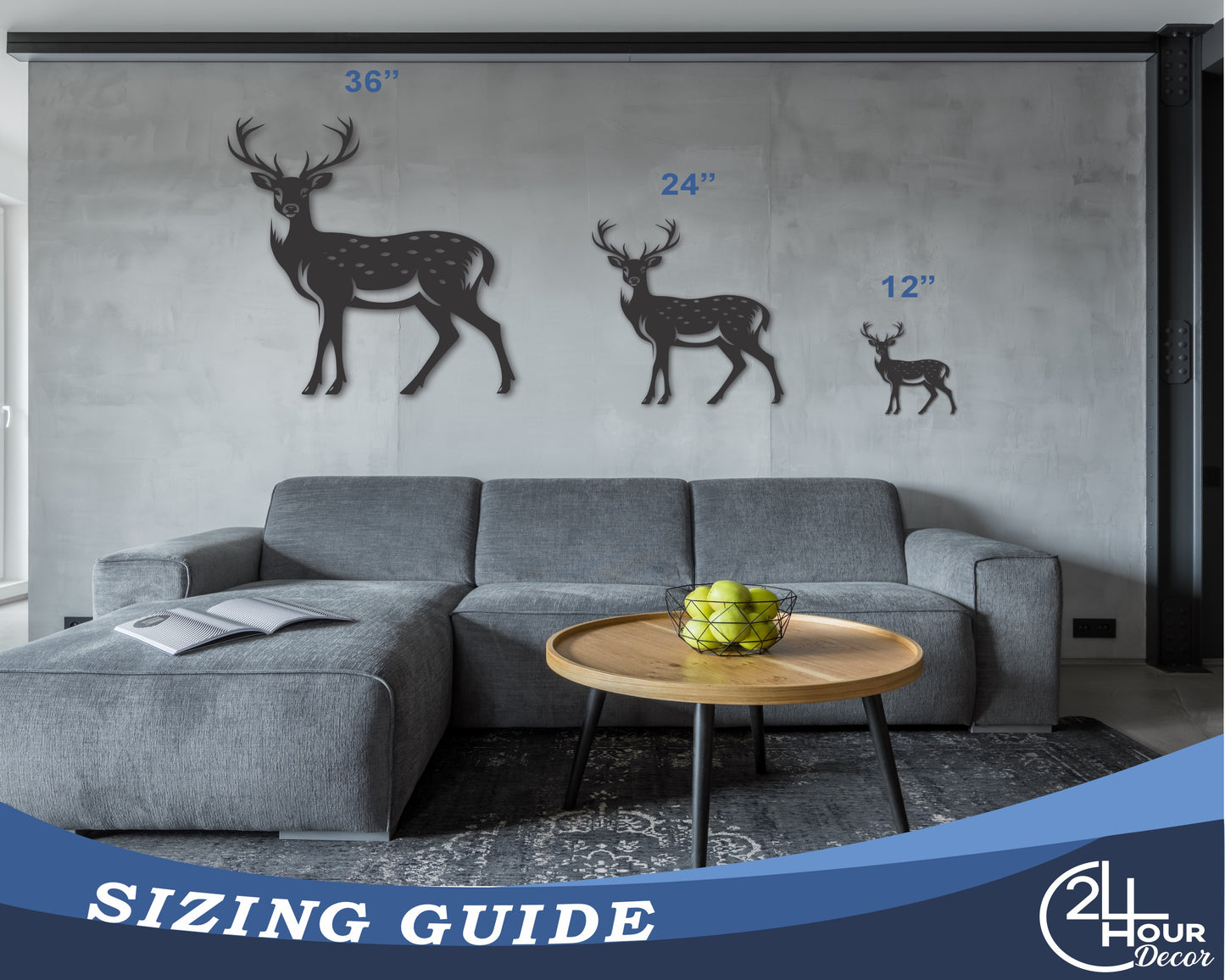 Custom Metal Deer Wall Art | Indoor Outdoor | Up to 46" | 20+ Color Options