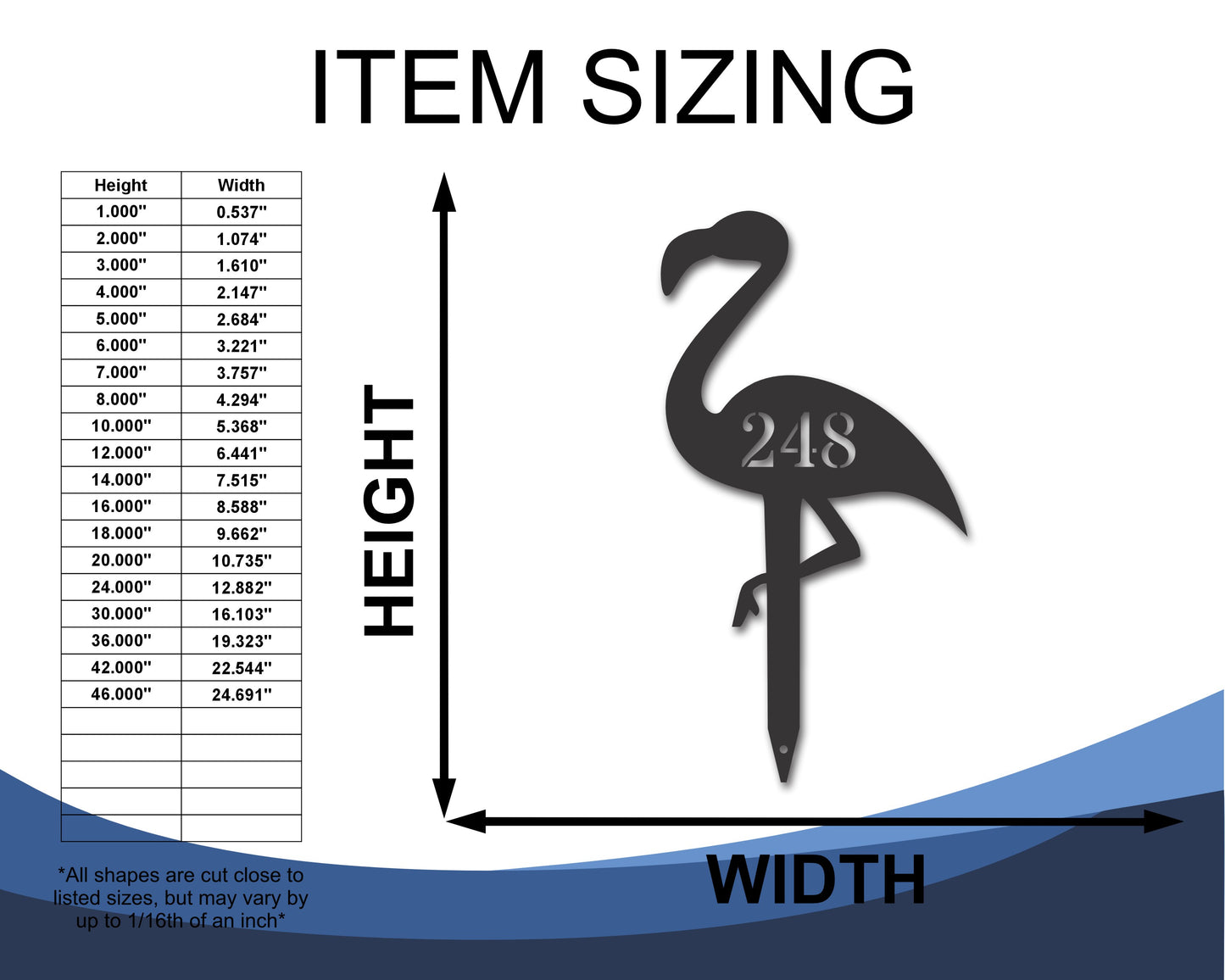 Custom Metal Flamingo Address Yard Stake | Indoor Outdoor | Up to 46" | 20+ Color Options