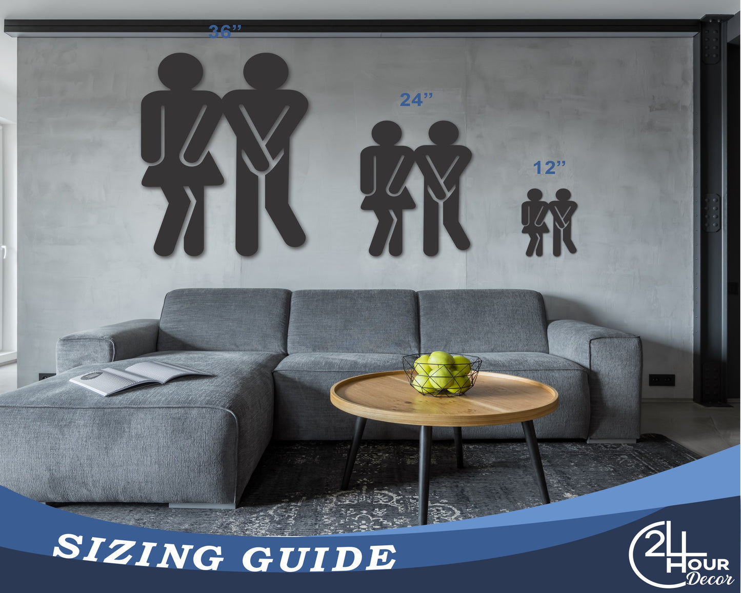 Custom Metal Funny Bathroom Figures Wall Art | Indoor Outdoor | Up to 46" | 20+ Color Options
