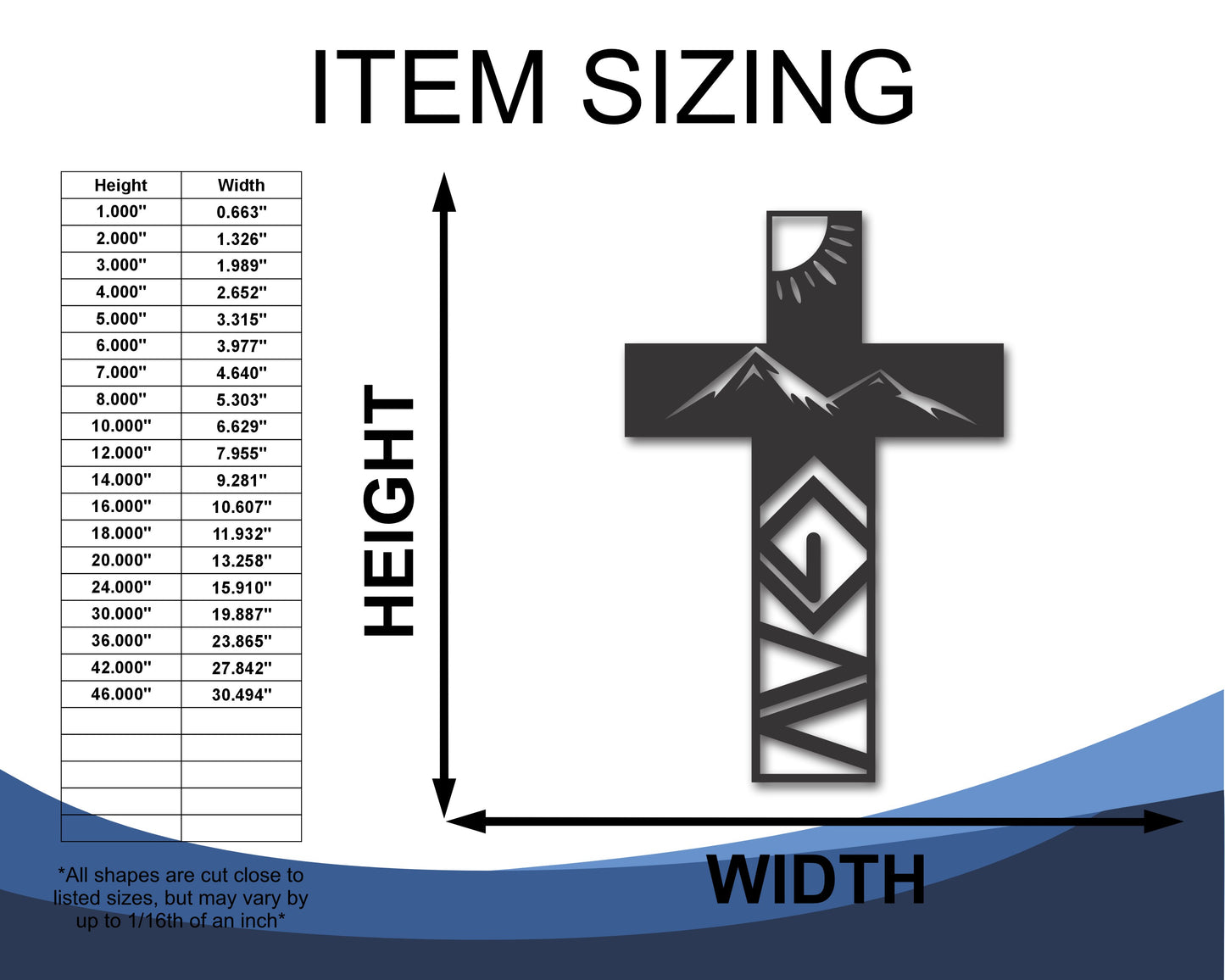 Custom Metal God is Greater then the Highs and Lows Cross Wall Art | Indoor Outdoor | Up to 46" | 20+ Color Options