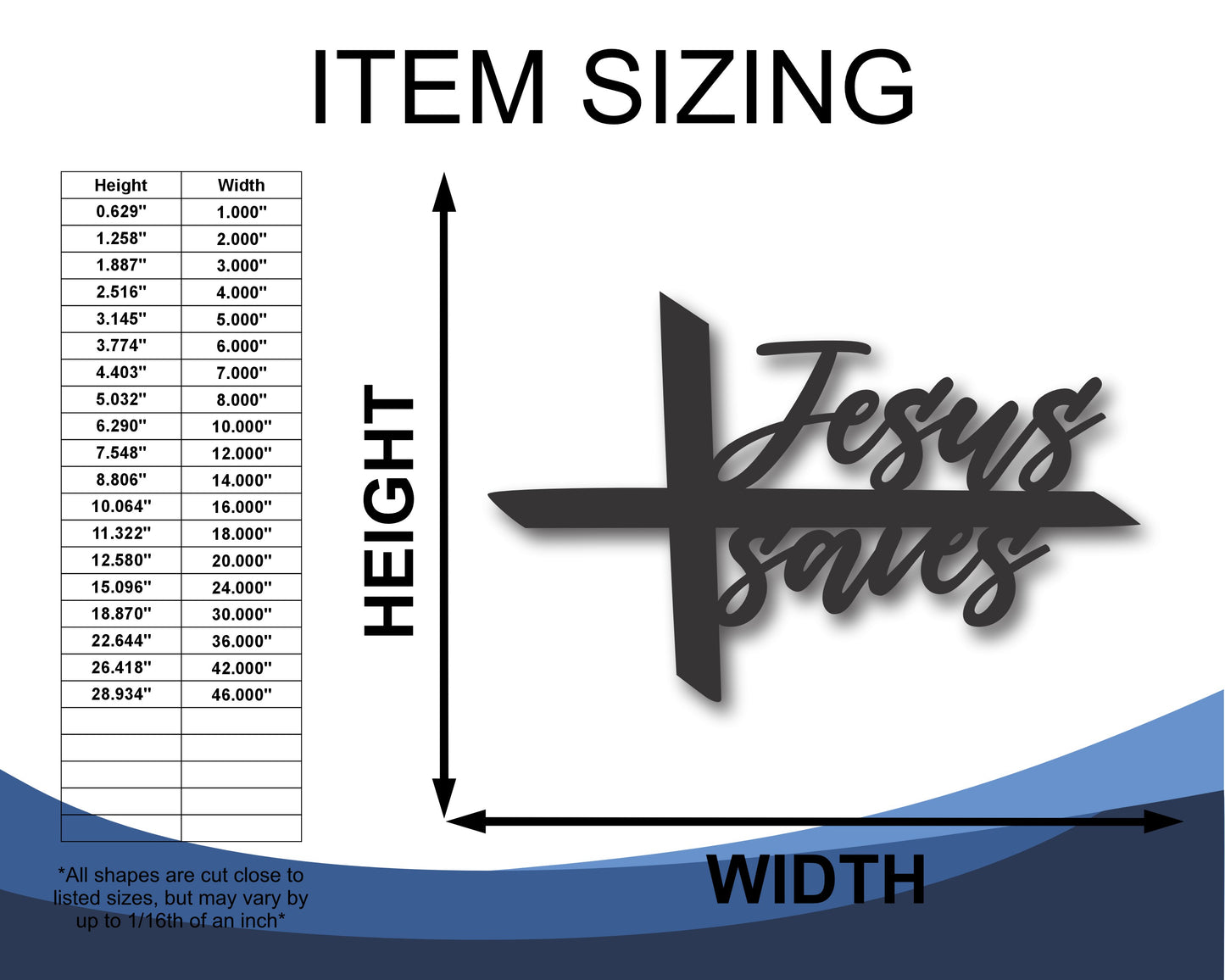 Custom Metal Jesus Saves Wall Art | Indoor Outdoor | Up to 46" | 20+ Color Options
