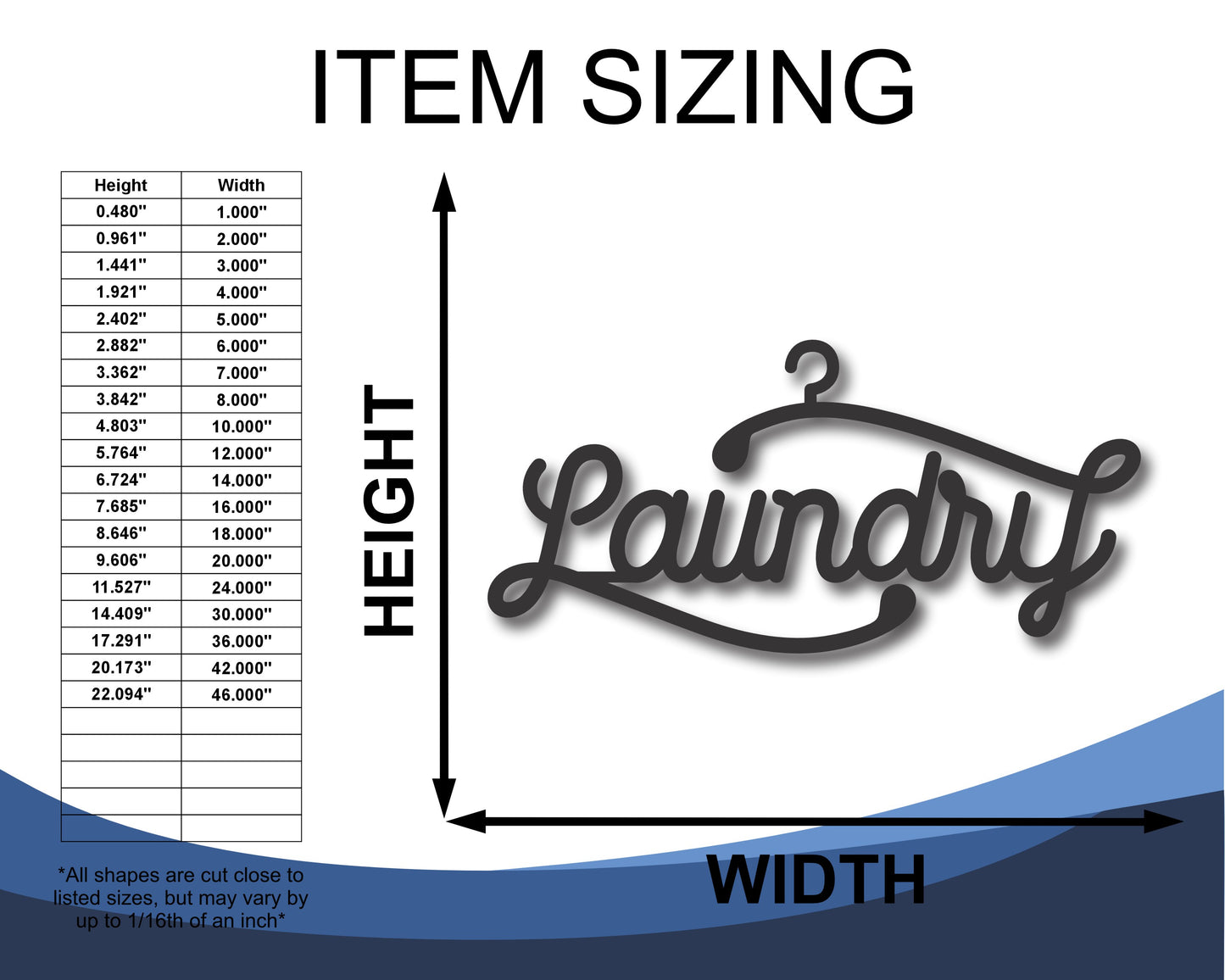 Custom Metal Laundry Room Hanger Wall Art | Indoor Outdoor | Up to 46" | 20+ Color Options