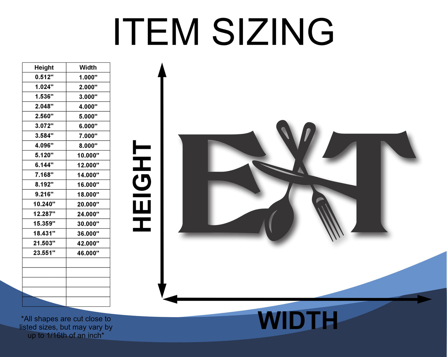 Custom Metal EAT Wall Art | Indoor Outdoor | Up to 46" | 20+ Color Options