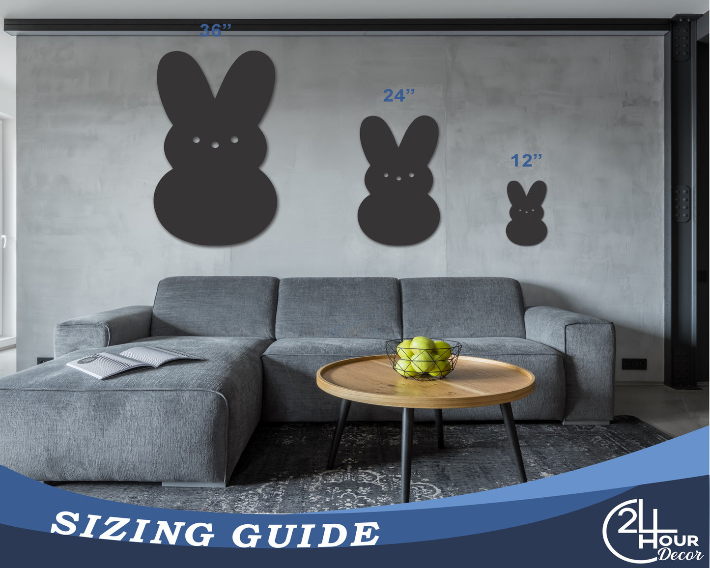 Custom Metal Marshmallow Bunny Sign | Indoor Outdoor | Up to 46" | 20+ Color Options