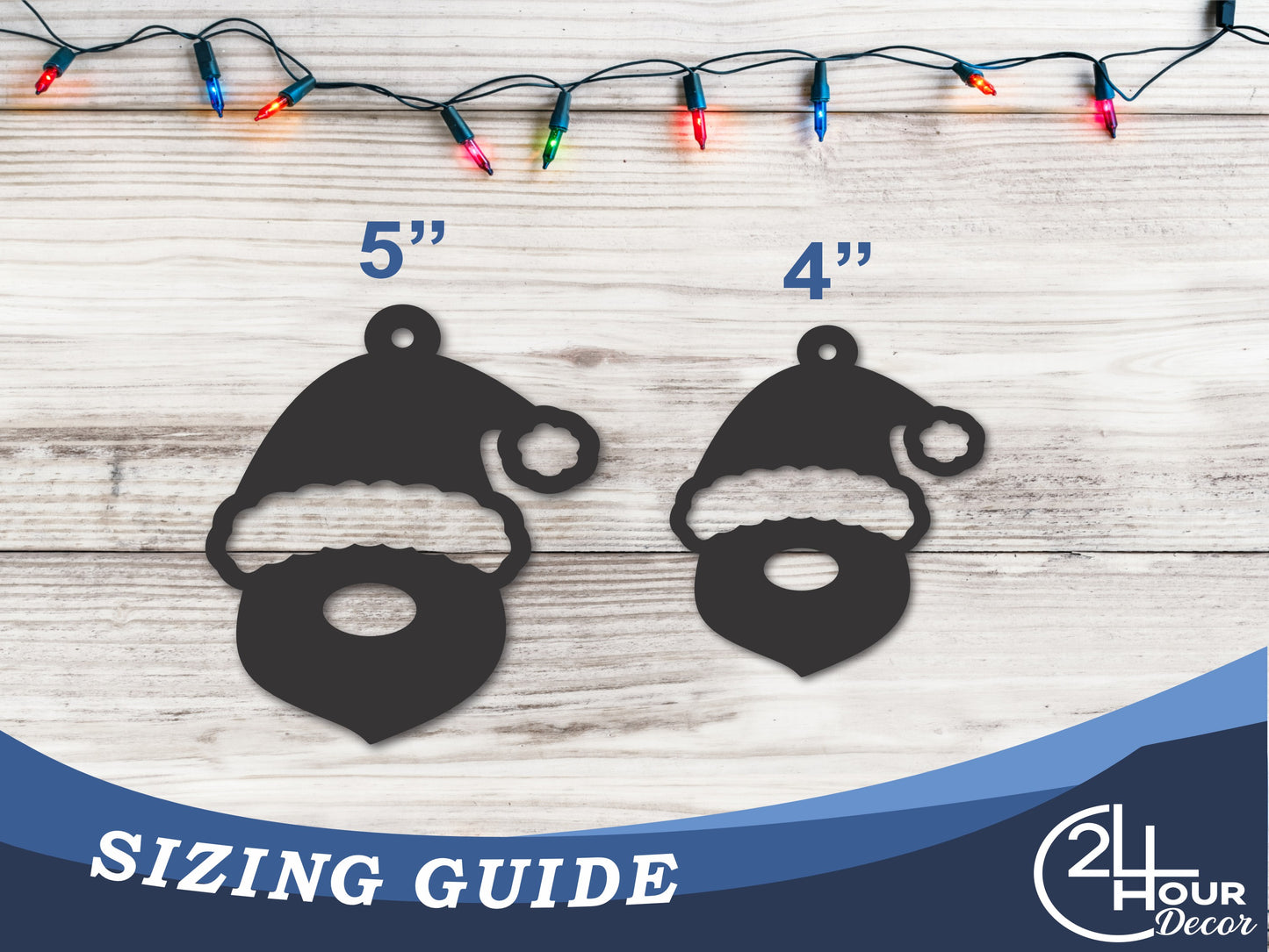 Custom Metal Simple Santa Ornament | 4" to 5" | 20+ Color Options