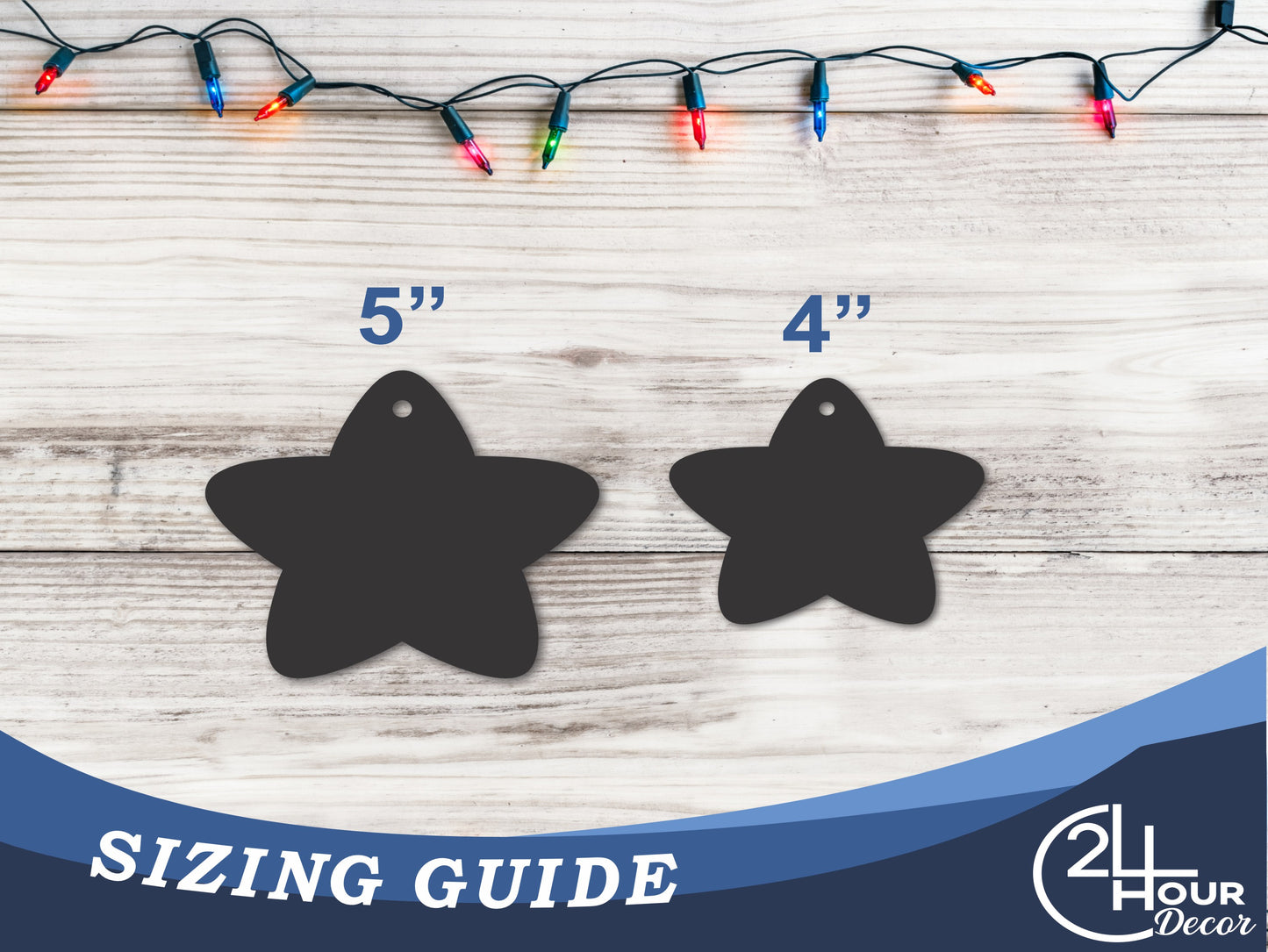 Custom Metal Star Ornament | 4" to 5" | 20+ Color Options