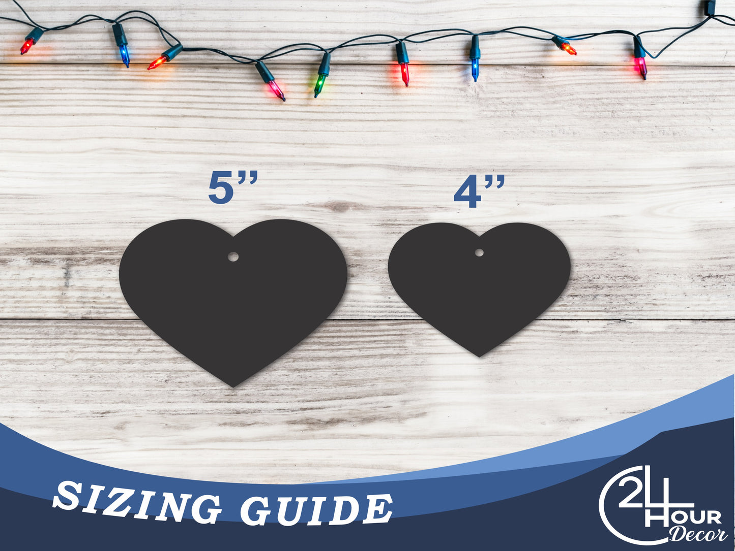 Custom Metal Heart Ornament | 4" to 5" | 20+ Color Options
