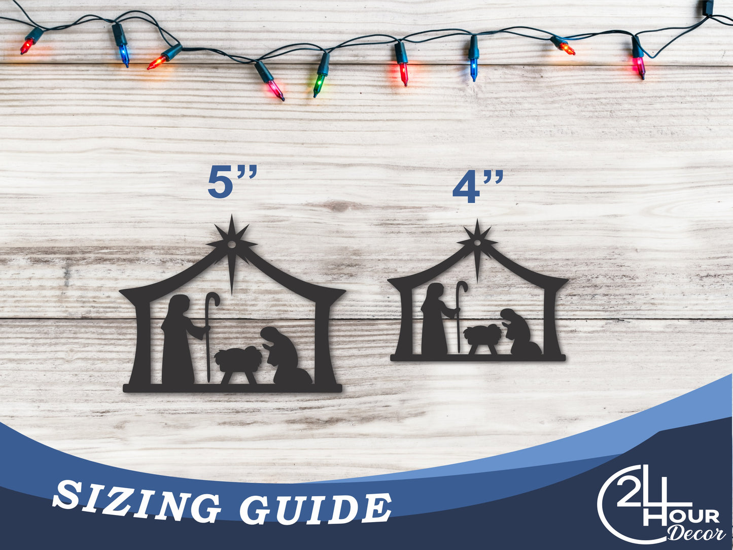 Custom Metal Nativity Scene Ornament | 4" to 5" | 20+ Color Options