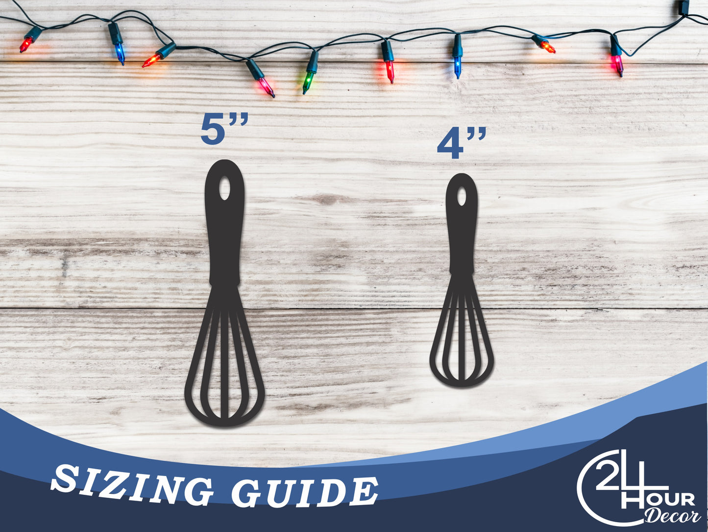 Custom Metal Whisk Ornament | 4" to 5" | 20+ Color Options