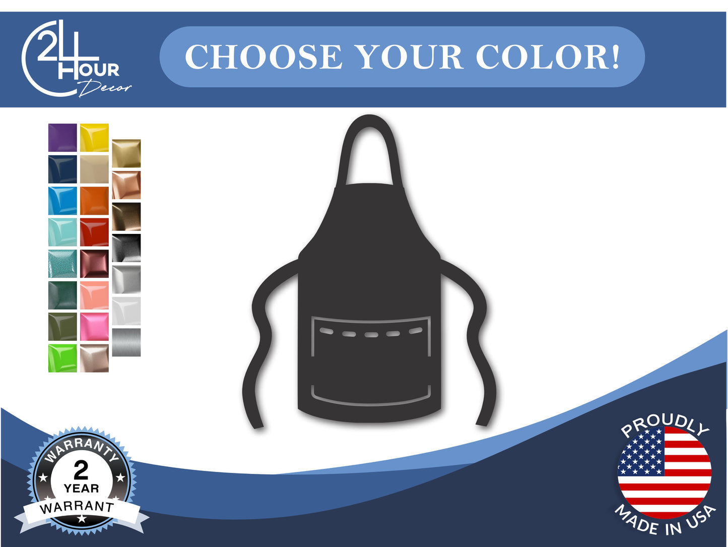 Custom Metal Apron Ornament | 4" to 5" | 20+ Color Options