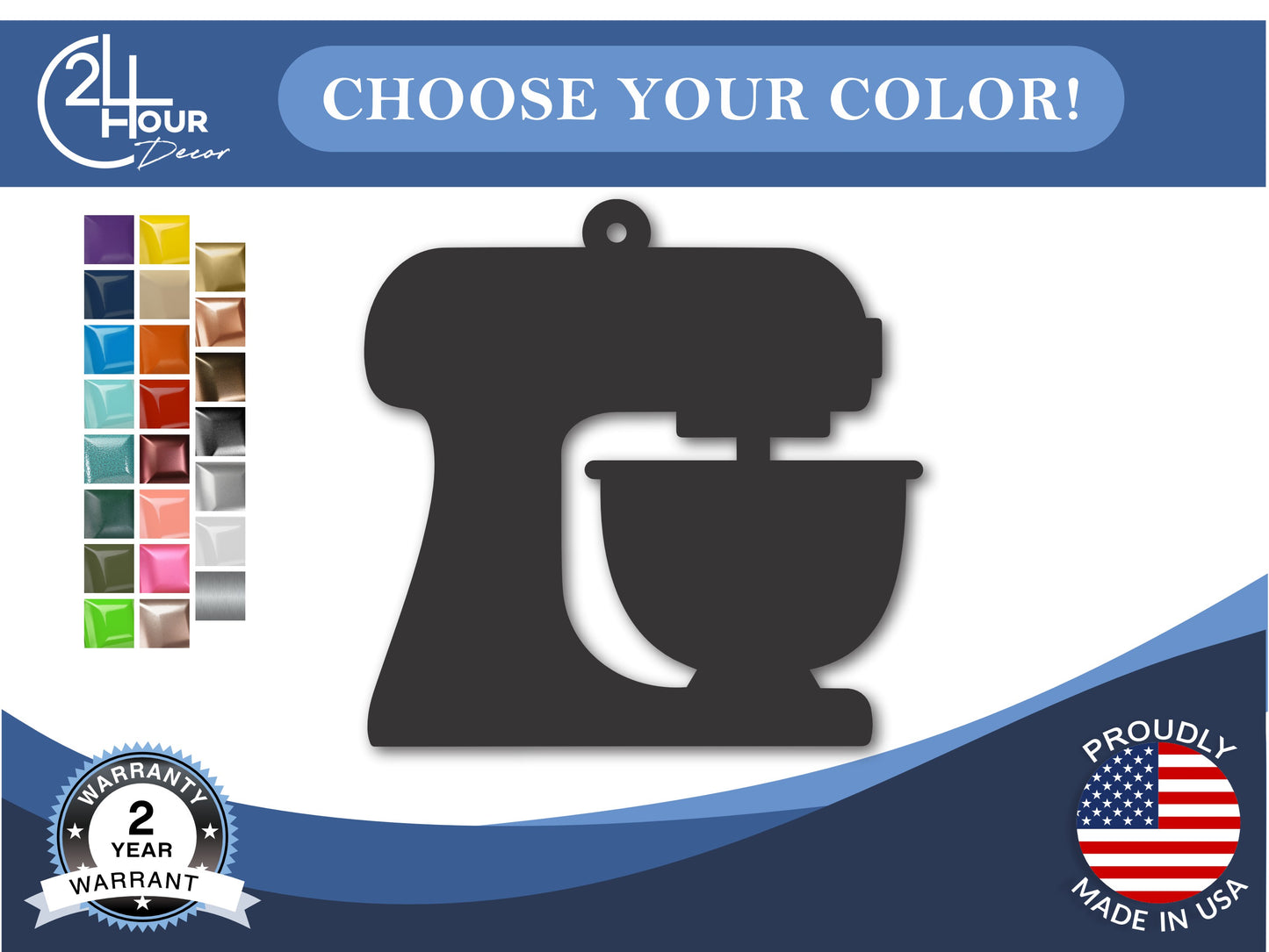 Custom Metal Stand Mixer Ornament | 4" to 5" | 20+ Color Options