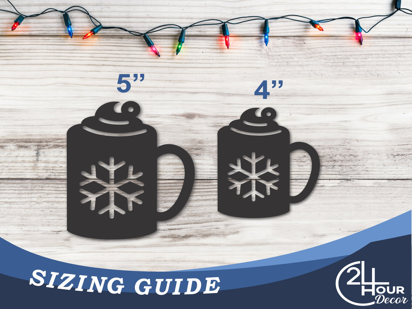 Custom Metal Hot Cocoa Ornament | 4" to 5" | 20+ Color Options