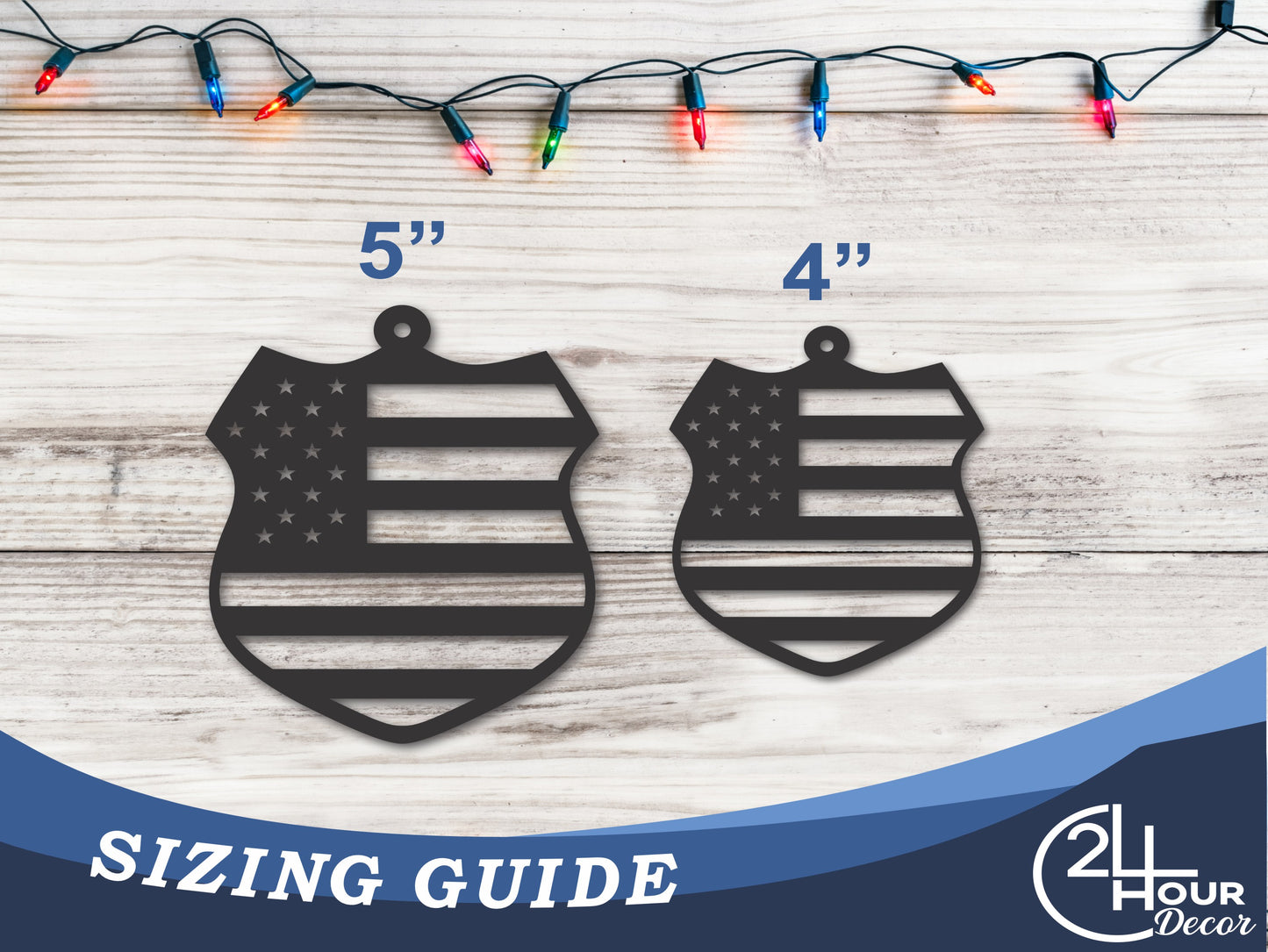Custom Metal Police Badge Ornament | 4" to 5" | 20+ Color Options