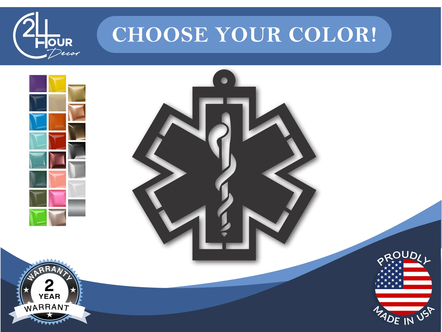 Custom Metal EMS Ornament | 4" to 5" | 20+ Color Options