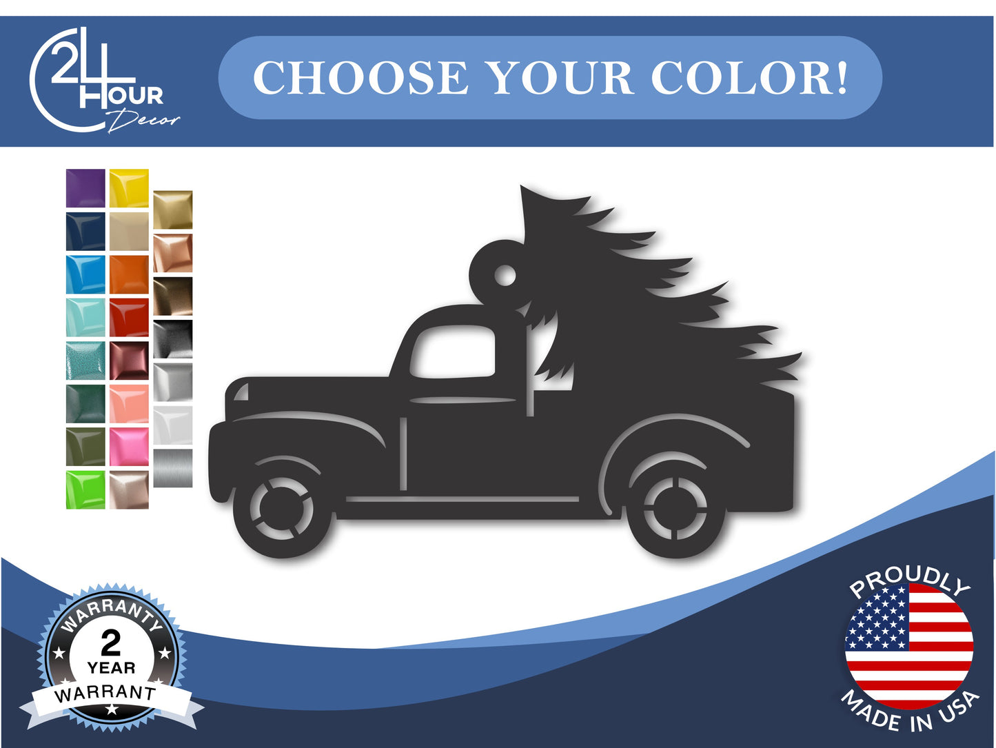 Custom Metal Tree Truck Ornament | 4" to 5" | 20+ Color Options