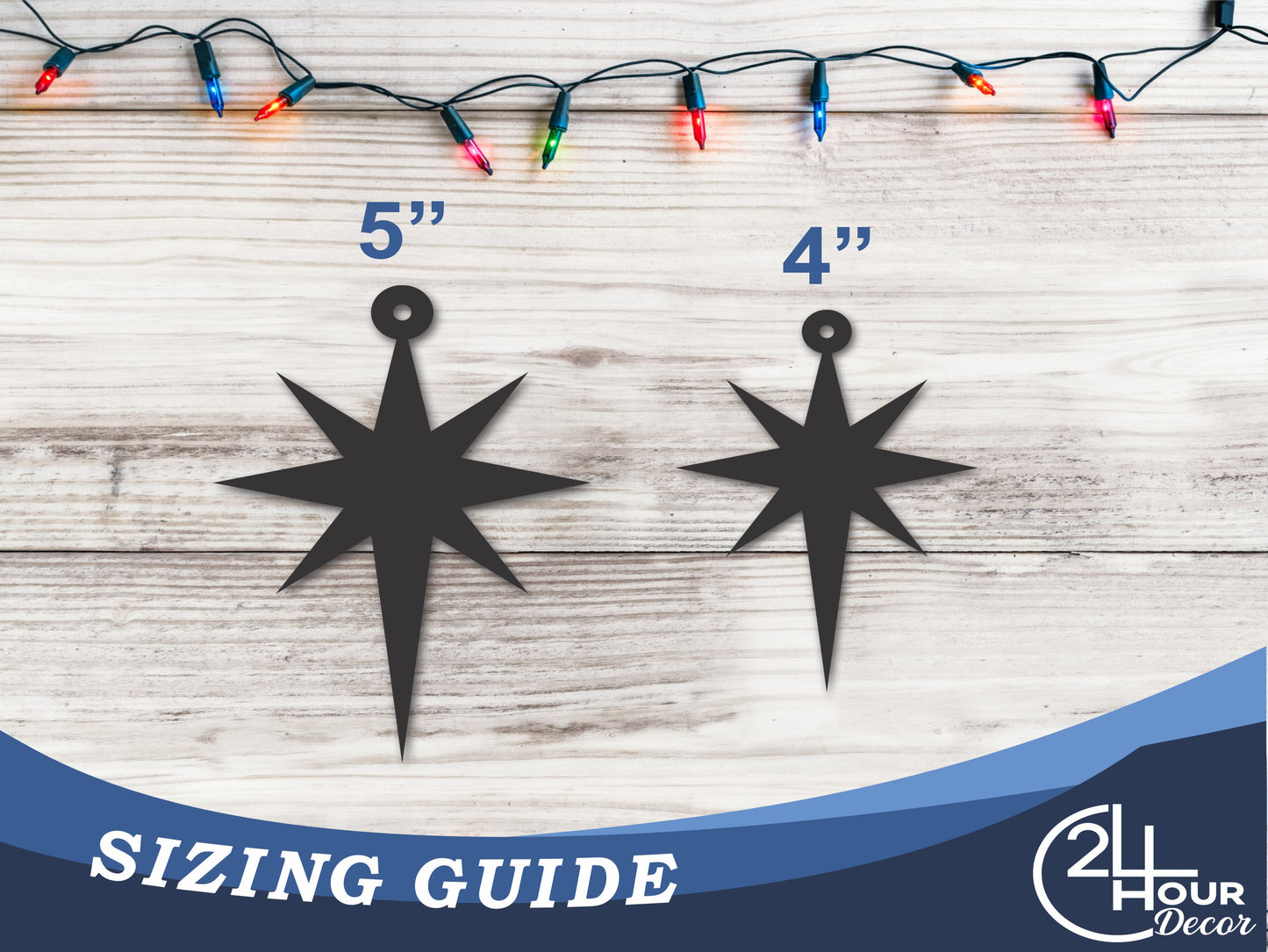 Custom Metal Bethlehem Star Ornament | 4" to 5" | 20+ Color Options
